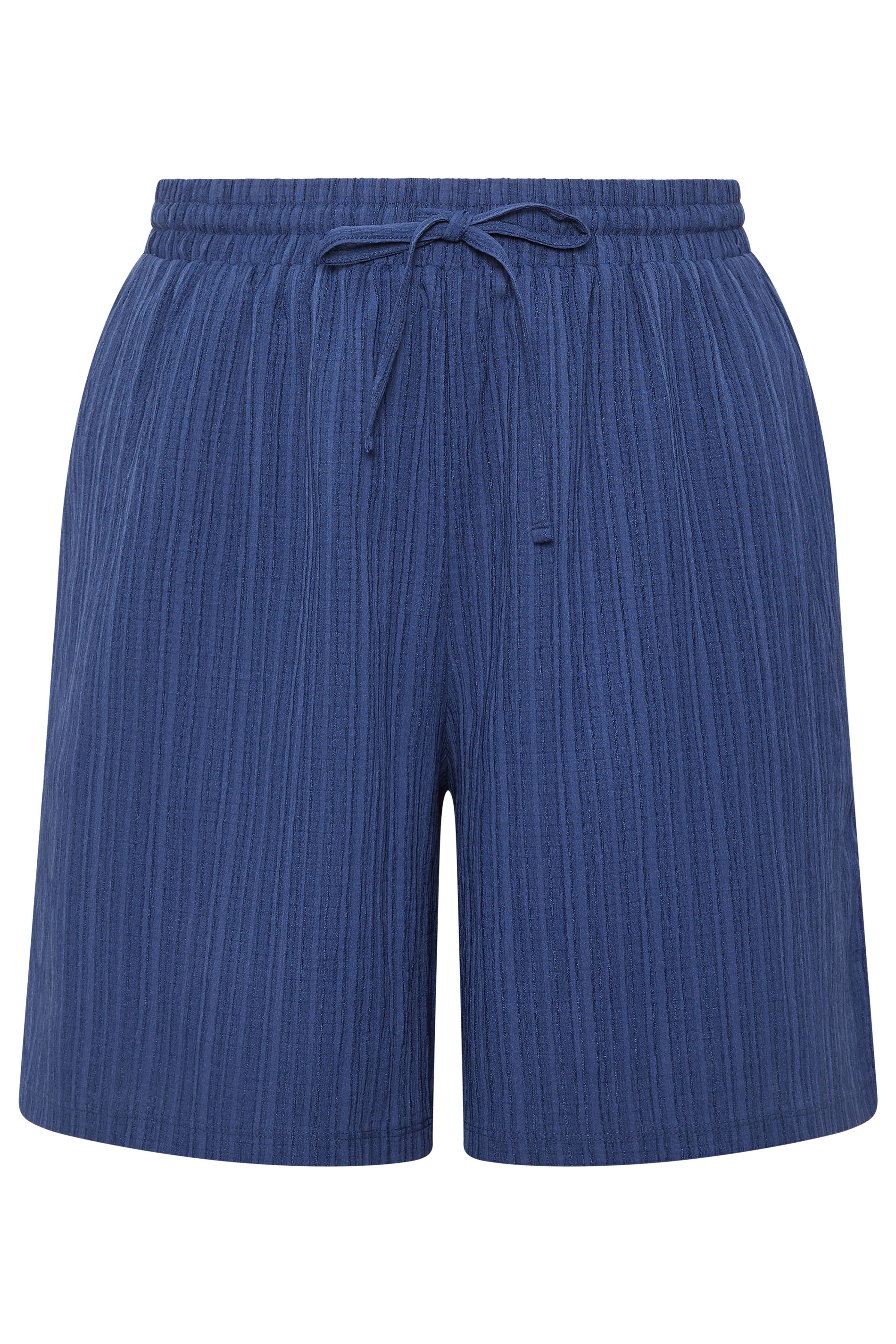 YOURS Plus Size Denim Blue Textured Woven Shorts | Yours Clothing 5
