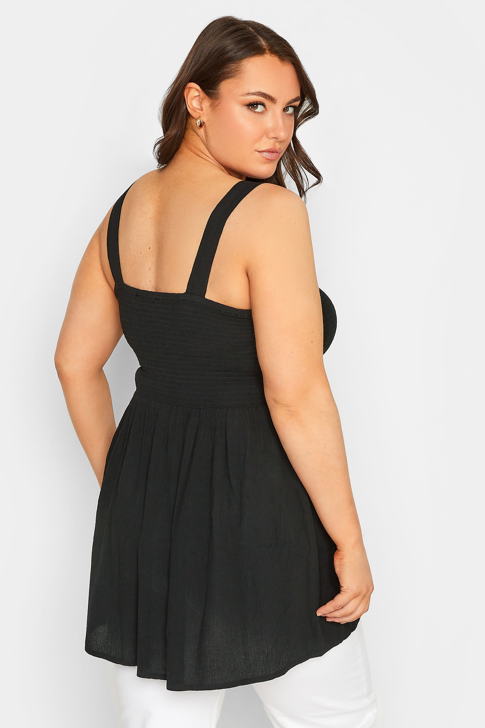 YOURS Plus Size Black Crinkle Vest Top | Yours Clothing 3