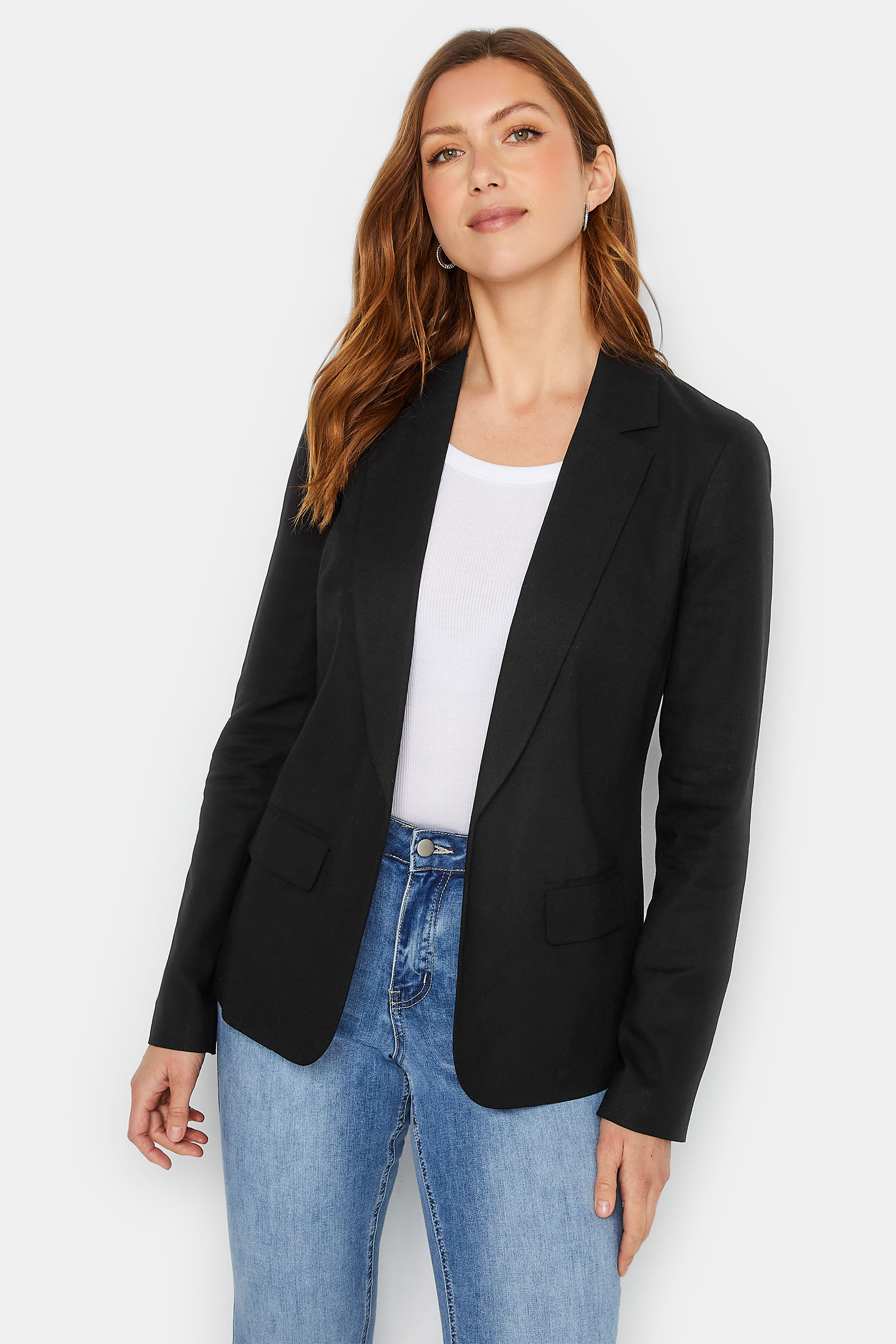 LTS Tall Black Linen Blazer Jacket | Long Tall Sally  1