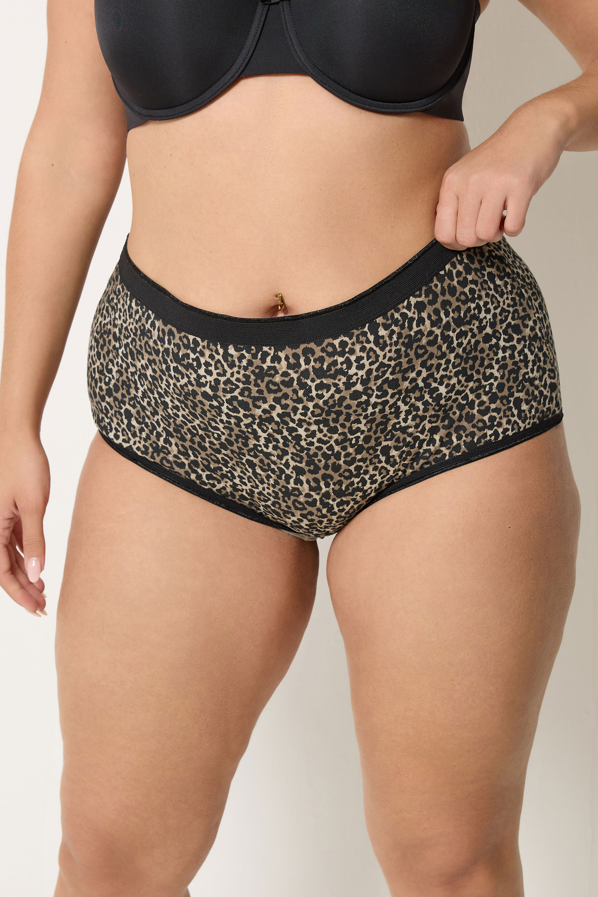 YOURSET 5 PACK Plus Size Natural Brown Animal Heart High Waisted Full Briefs | Yours Clothing 2
