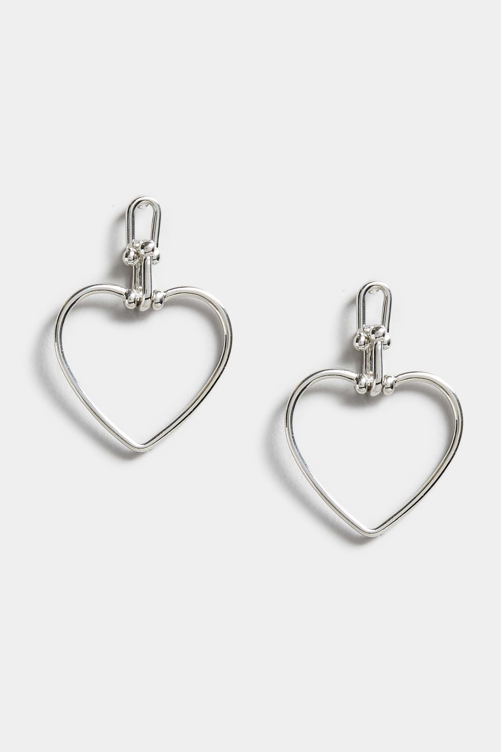 Silver Heart Chain Earrings 1