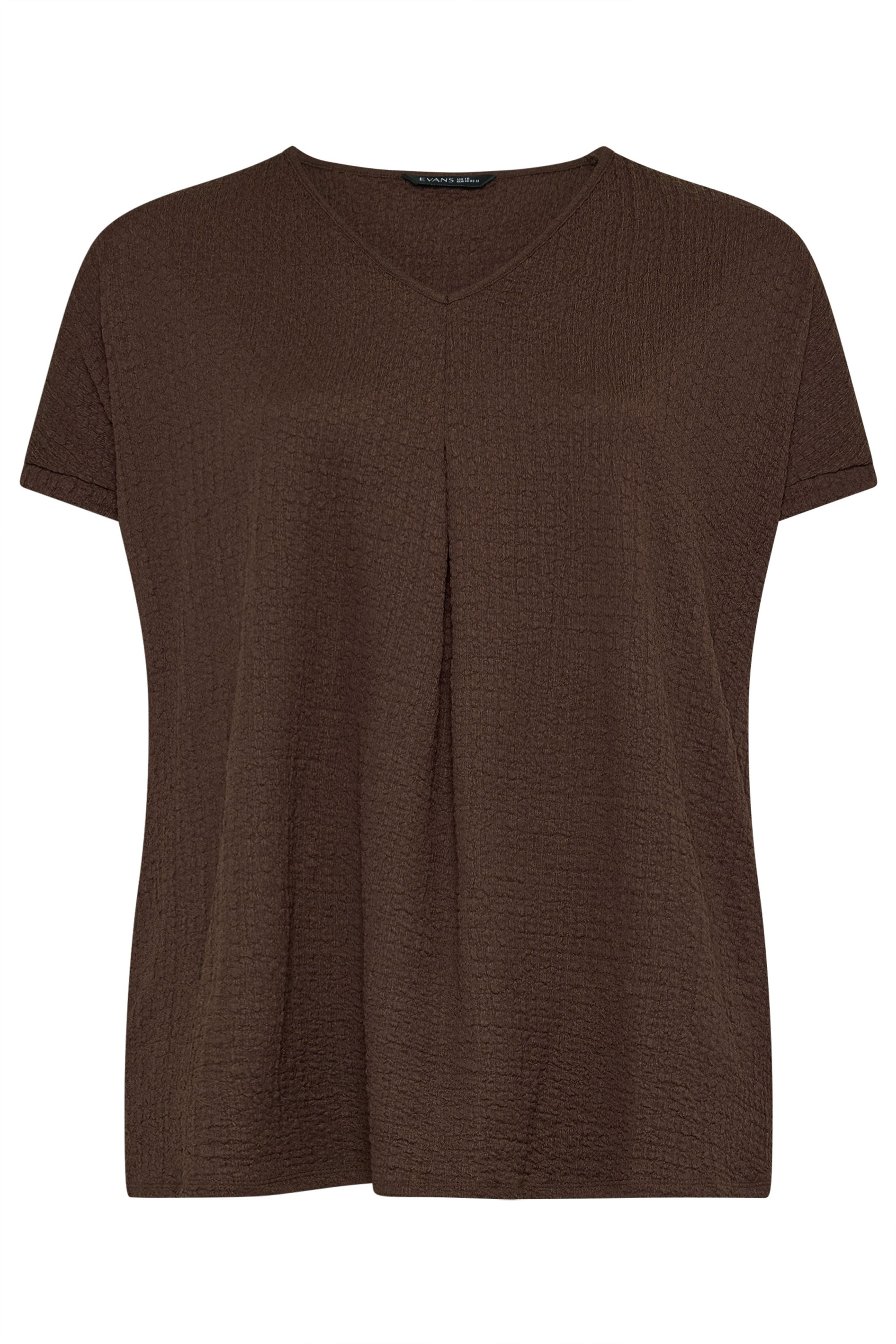 EVANS Curve Chocolate Brown Plisse Pleat Top  6