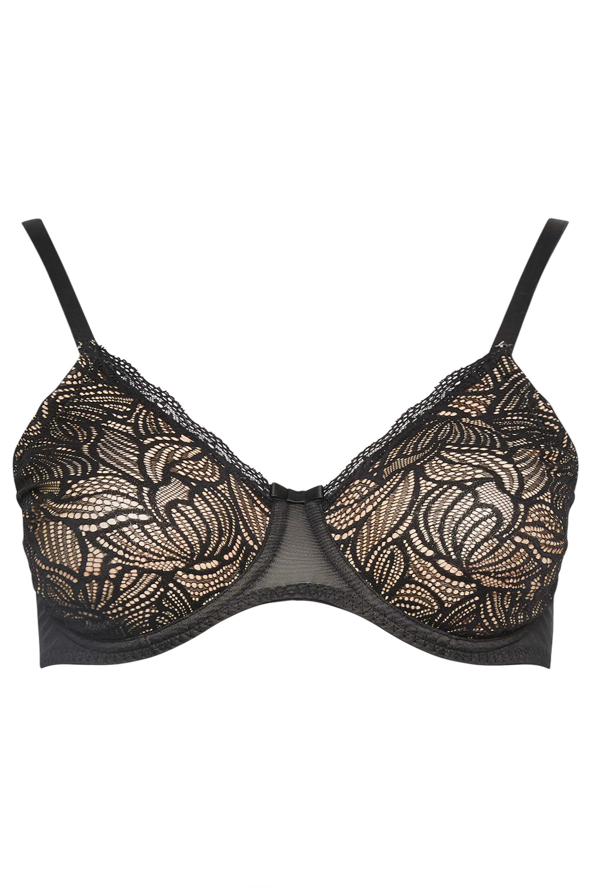 YOURS Plus Size Black Lace Moulded Underwired Non-Padded Bra