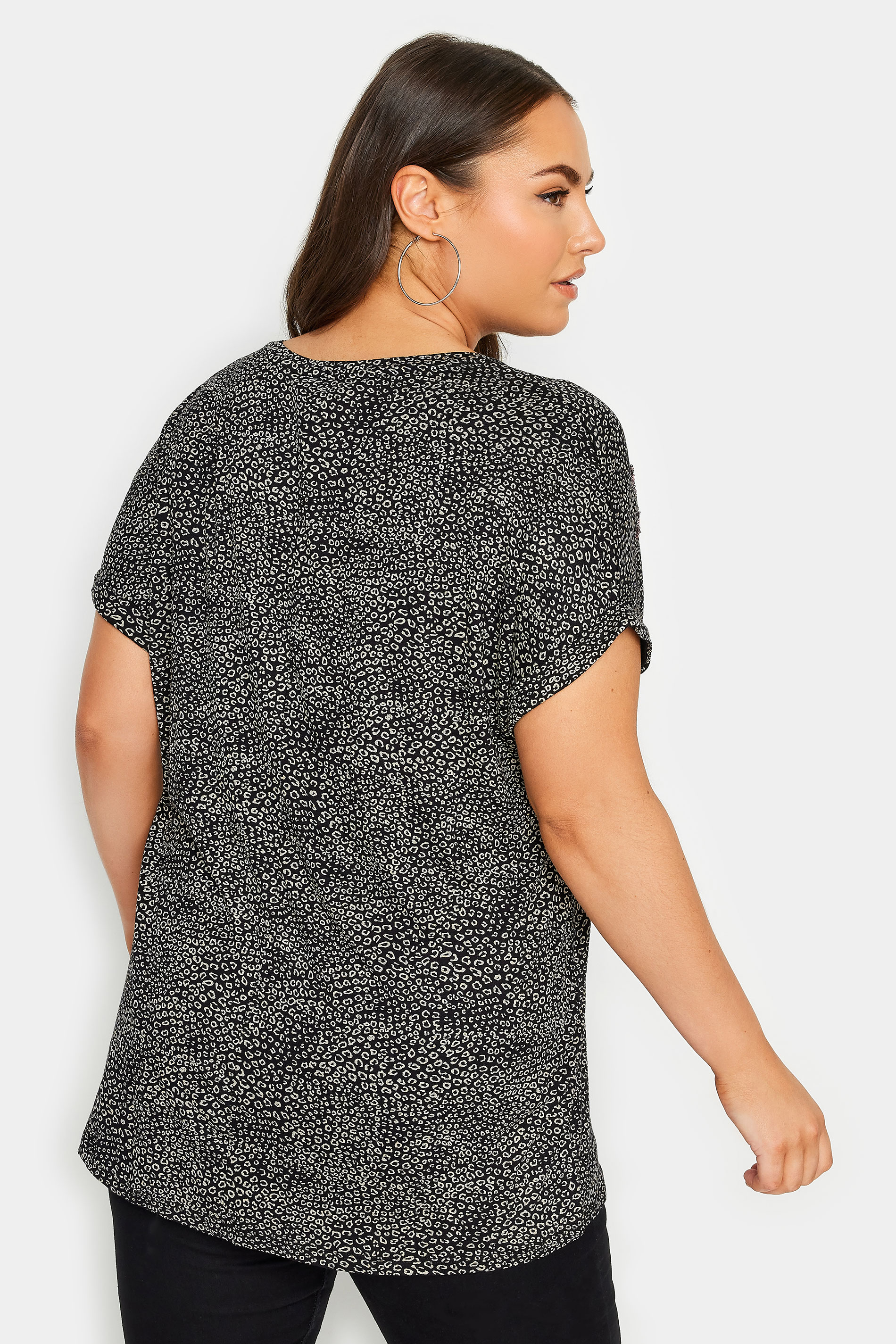YOURS Plus Size Black Star Embellished T-Shirt | Yours Clothing 3