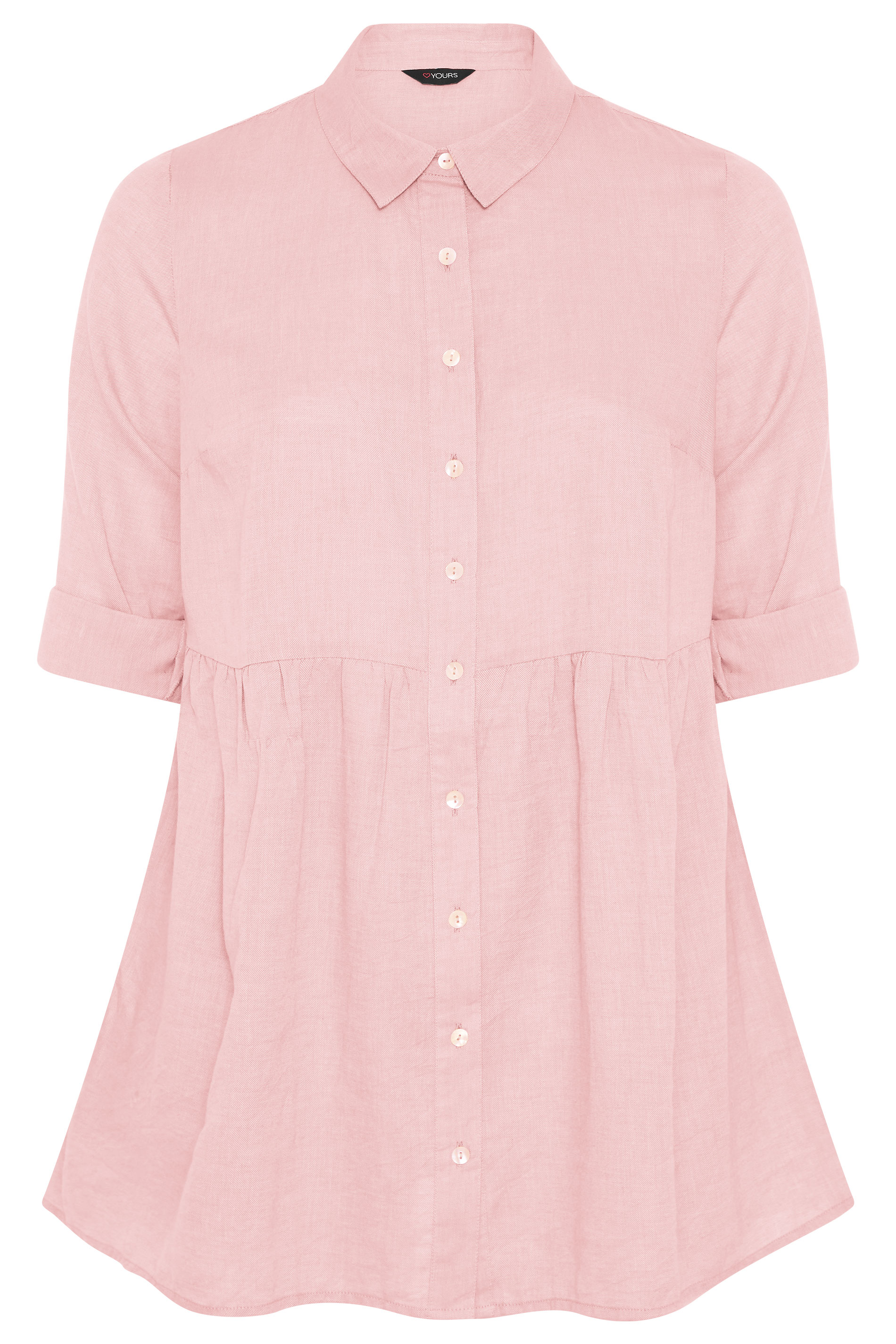 Pink Chambray Peplum Shirt | Yours Clothing