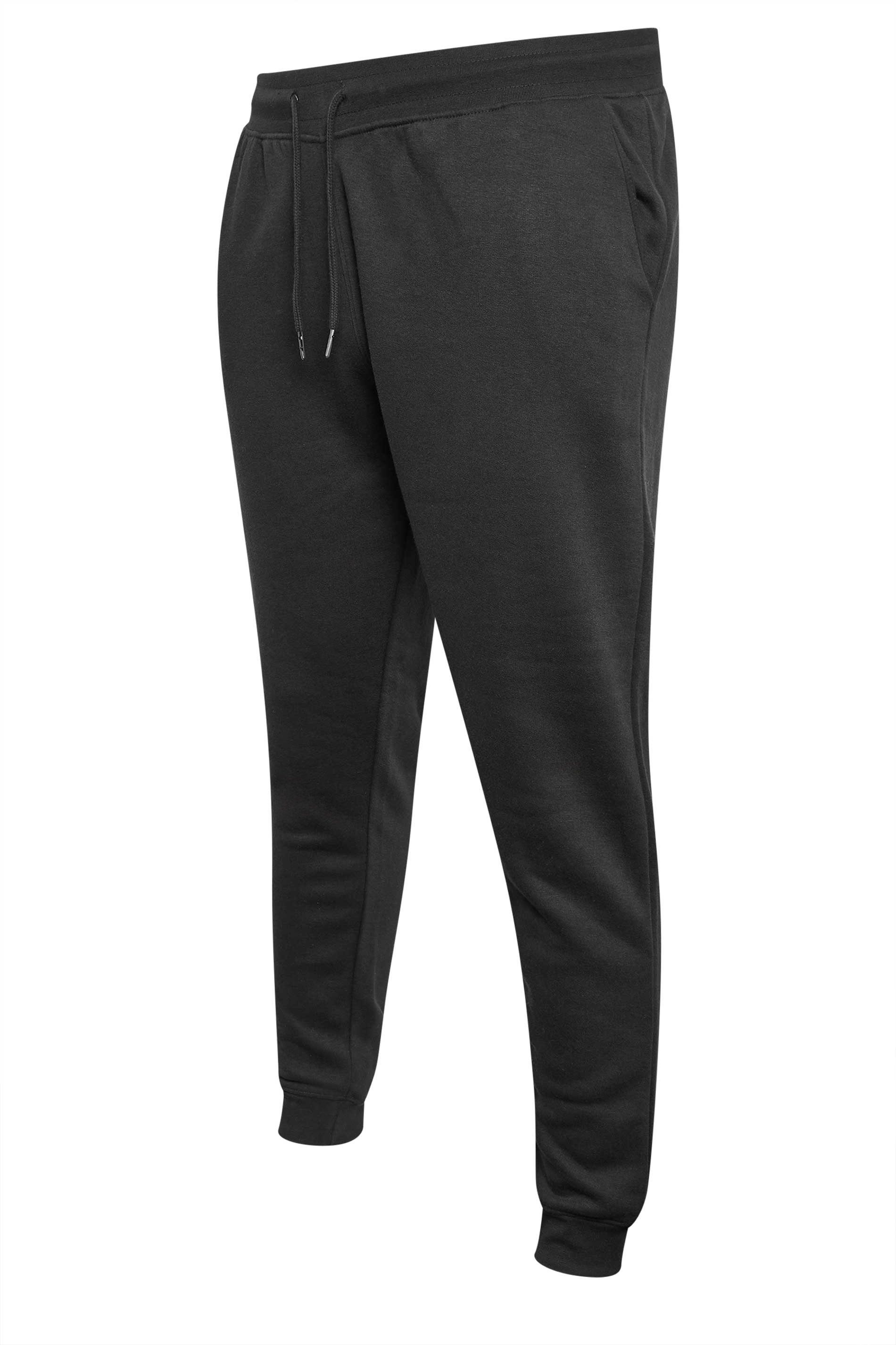 D555 Big & Tall Black Cuffed Joggers | BadRhino  5