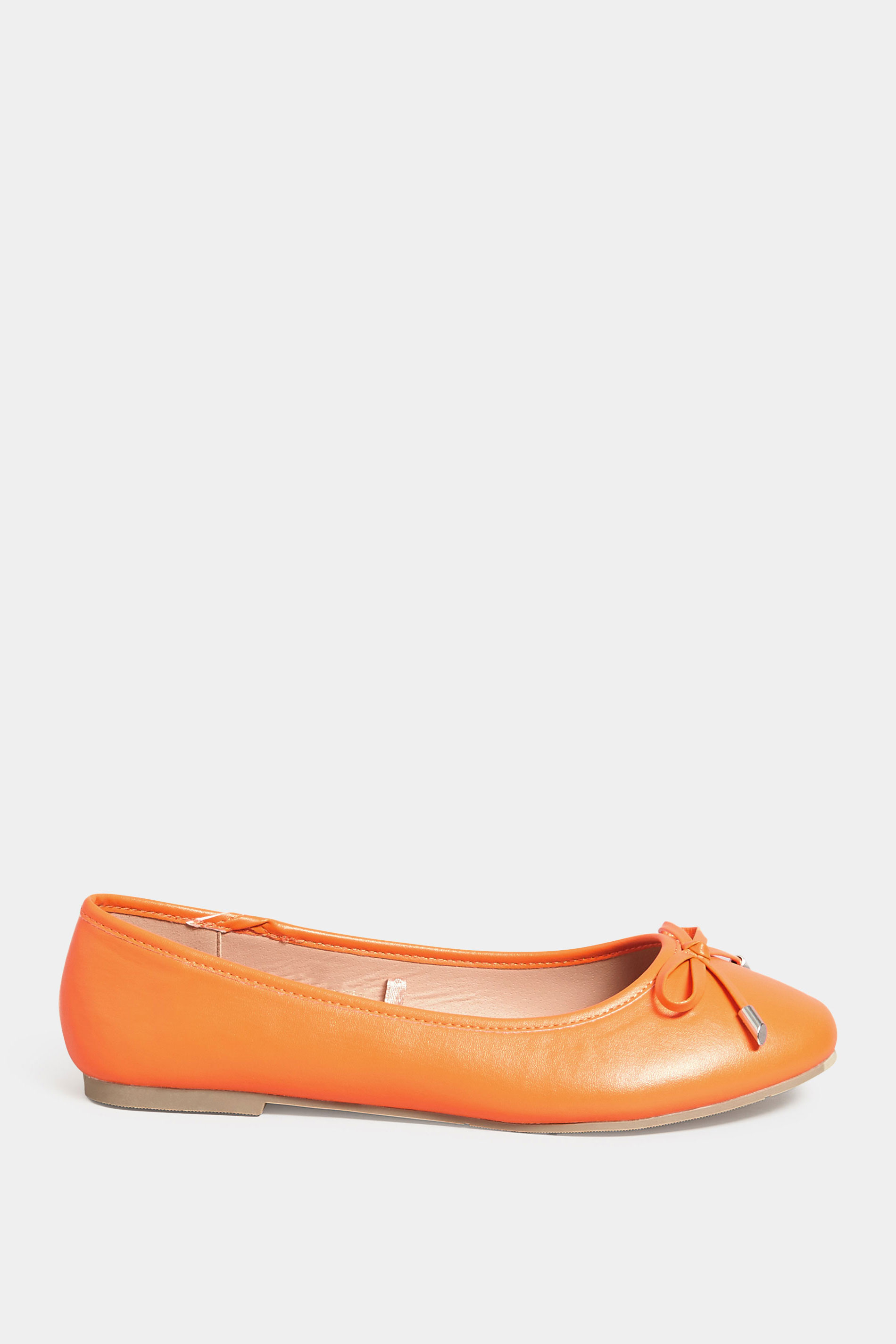 Orange Ballerina Pumps In Wide E Fit & Extra Wide EEE Fit| Yours Clothing 3