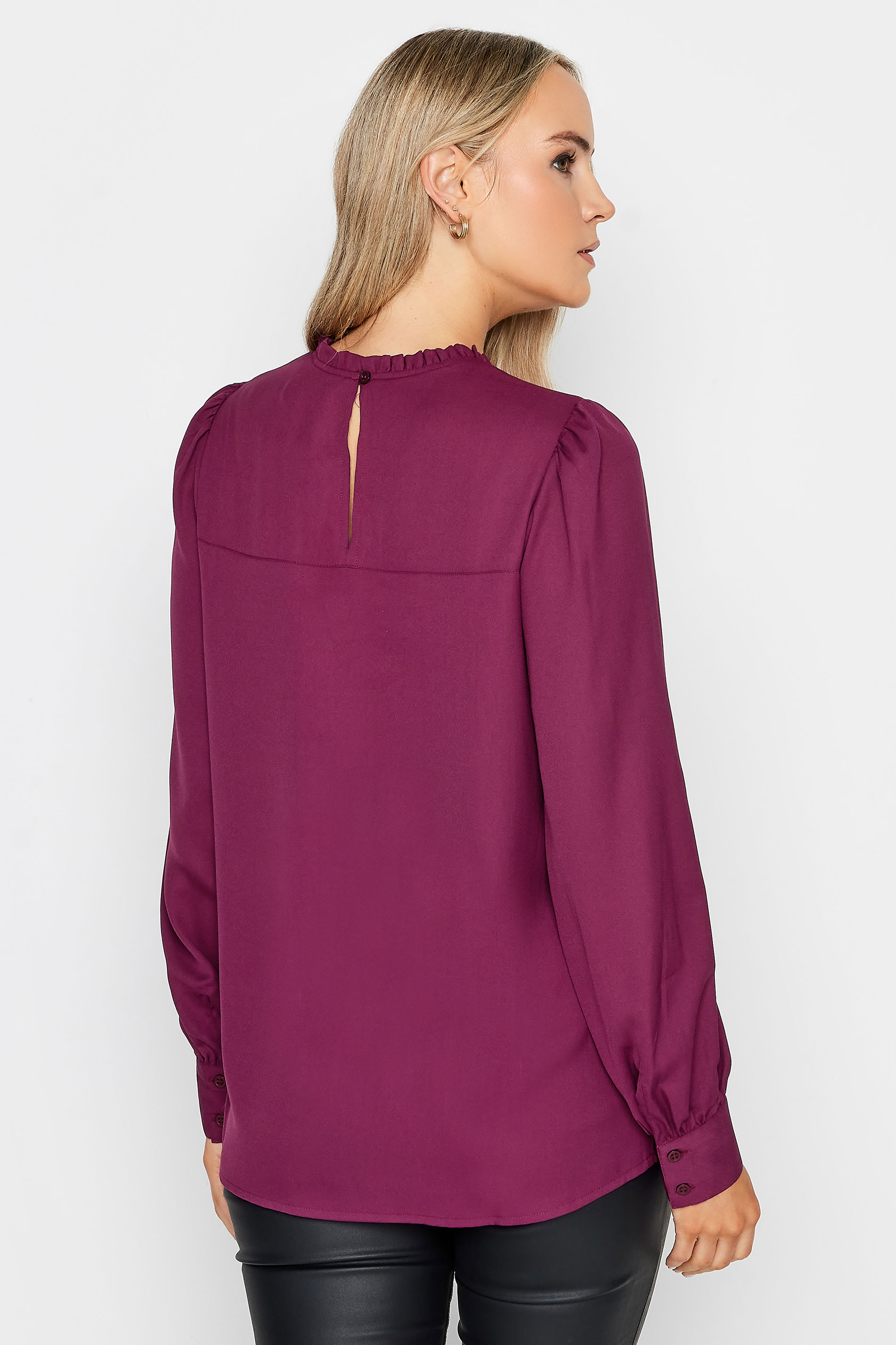 LTS Tall Berry Red Lace Detail Blouse | Long Tall Sally  3