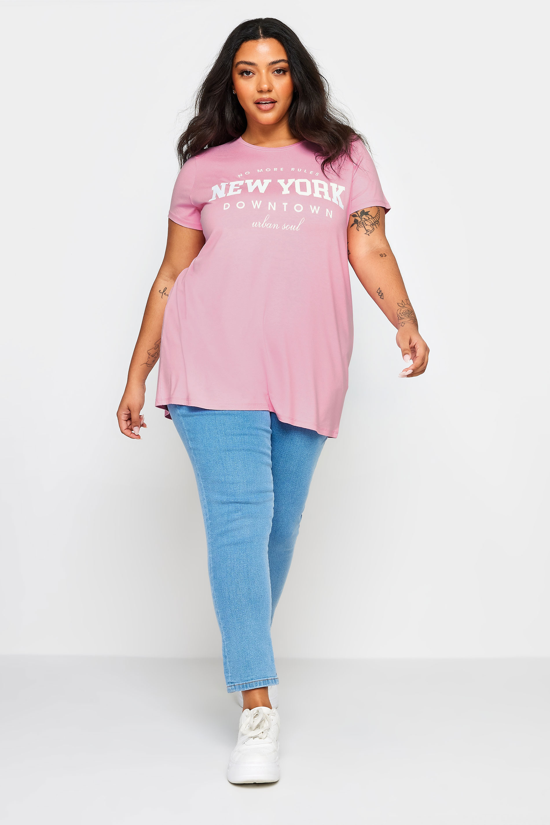 YOURS Plus Size Pink 'New York' Slogan T-Shirt | Yours Clothing 2