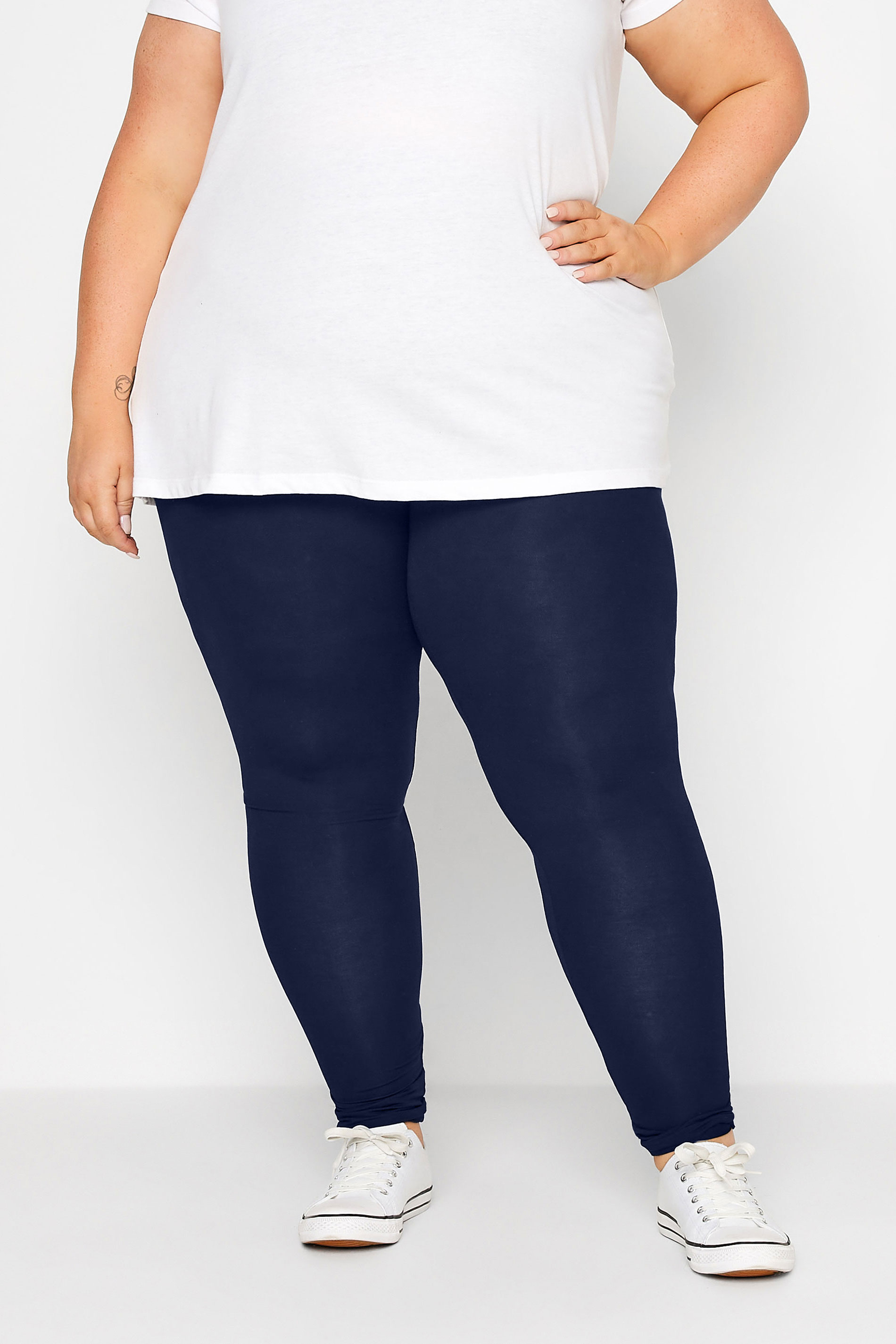 YOURS Curve Navy Blue Soft Touch Stretch Leggings
