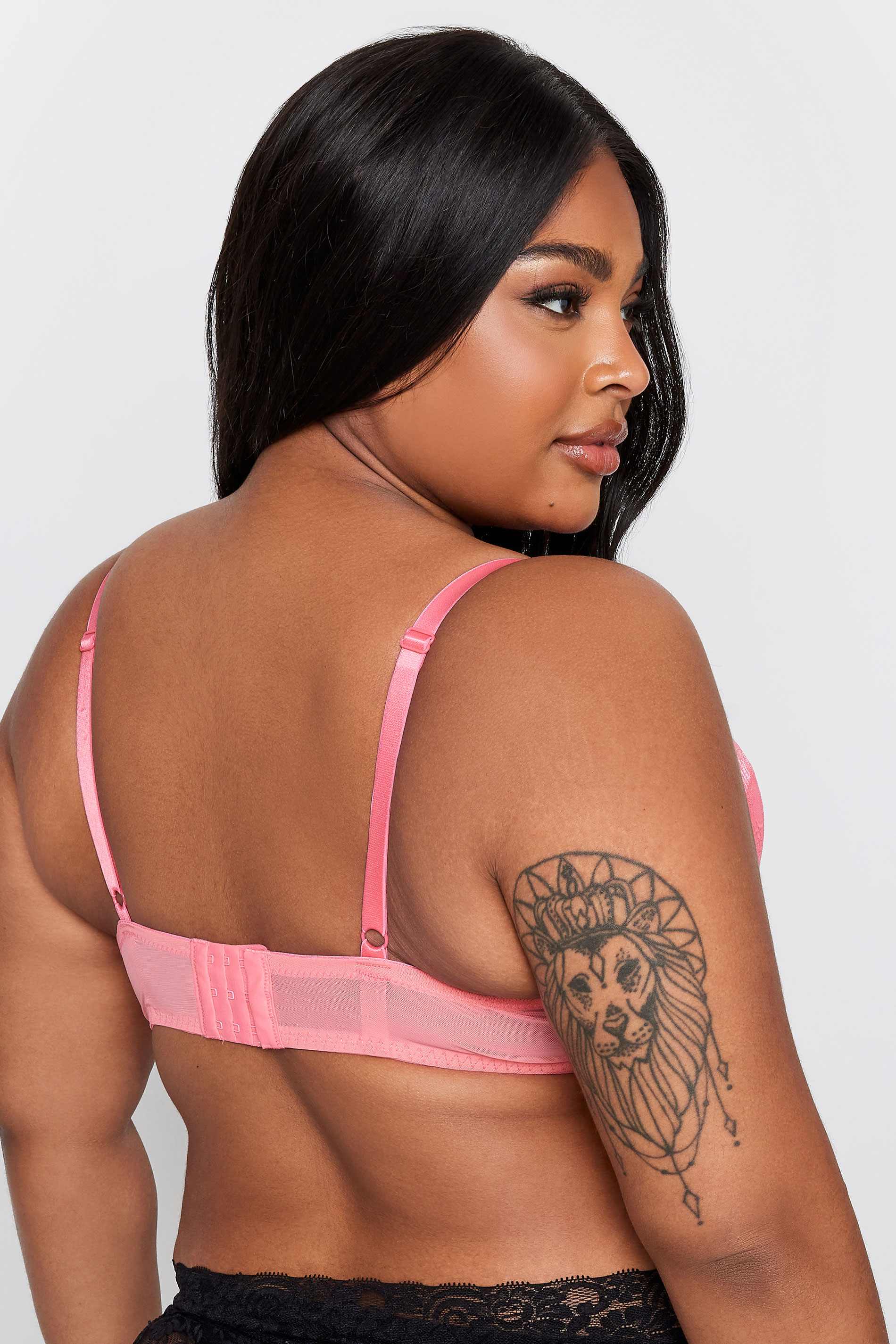 Plus Size YOURS Curve Pink Lace Padded T-Shirt Bra | Yours Clothing  2