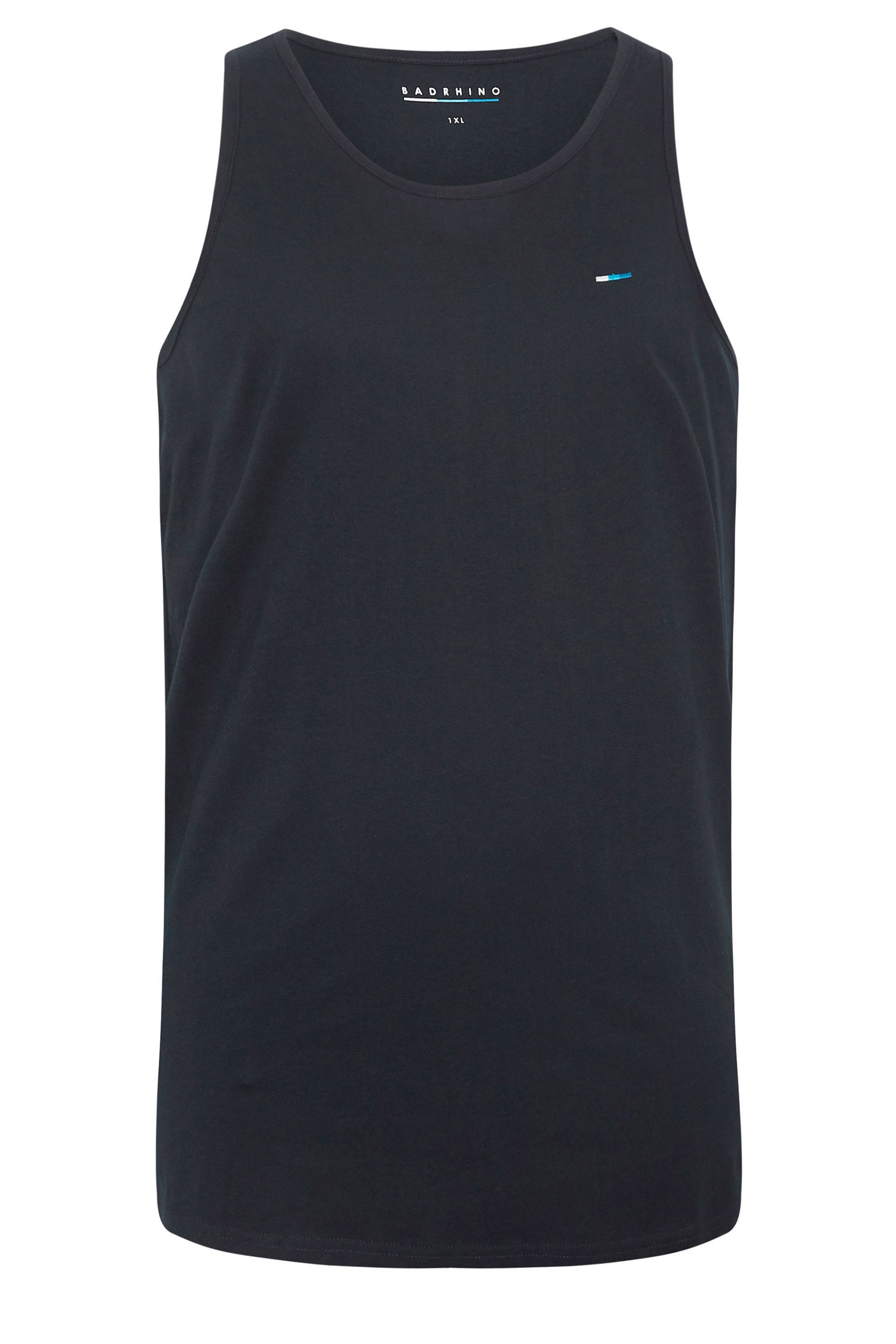 BadRhino Big & Tall 5 Pack Grey/Green/White/Navy/Black Extra Long Plain Vest Top | BadRhino 9