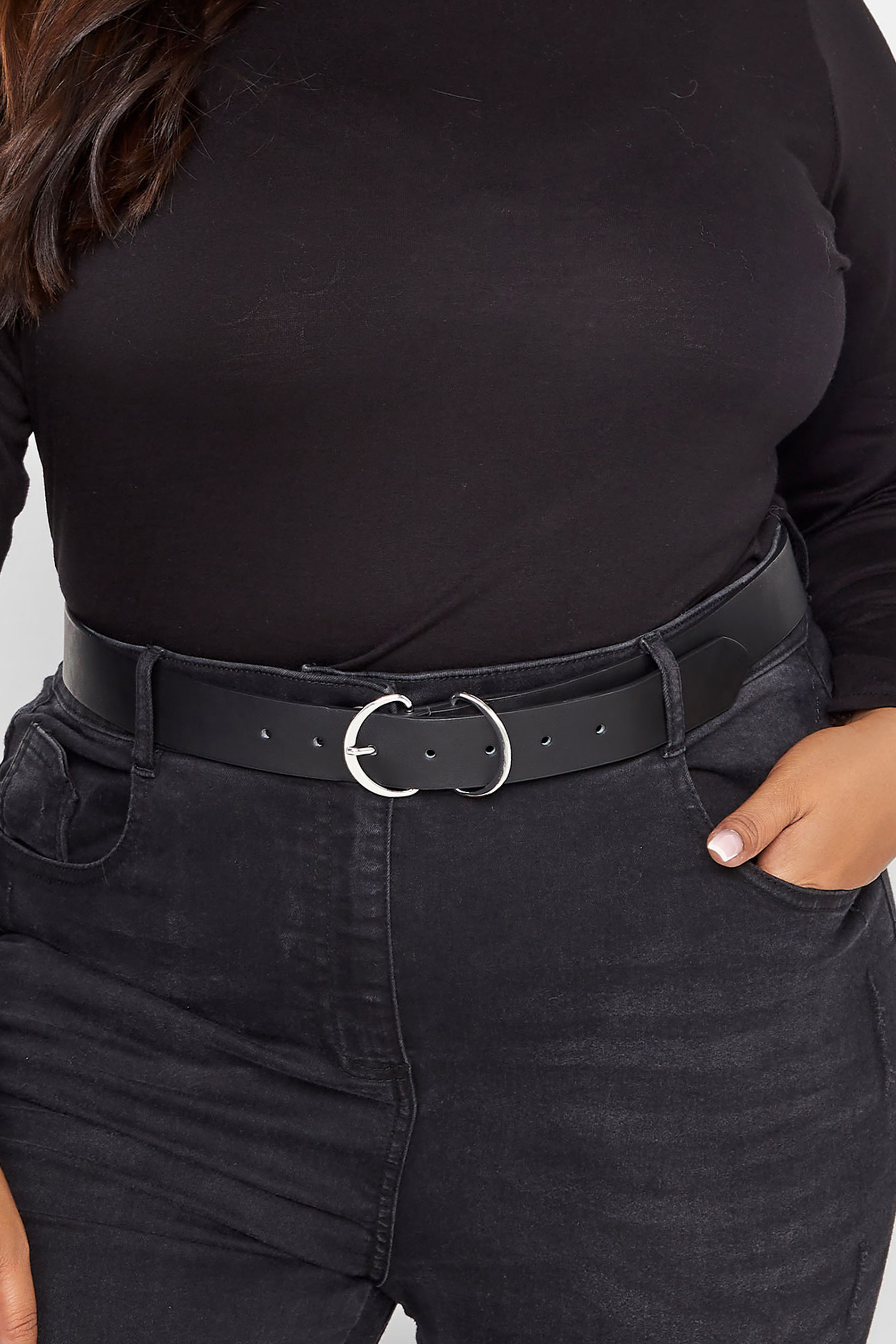 Plus Size Black Double Buckle Belt | Yours Clothing 1