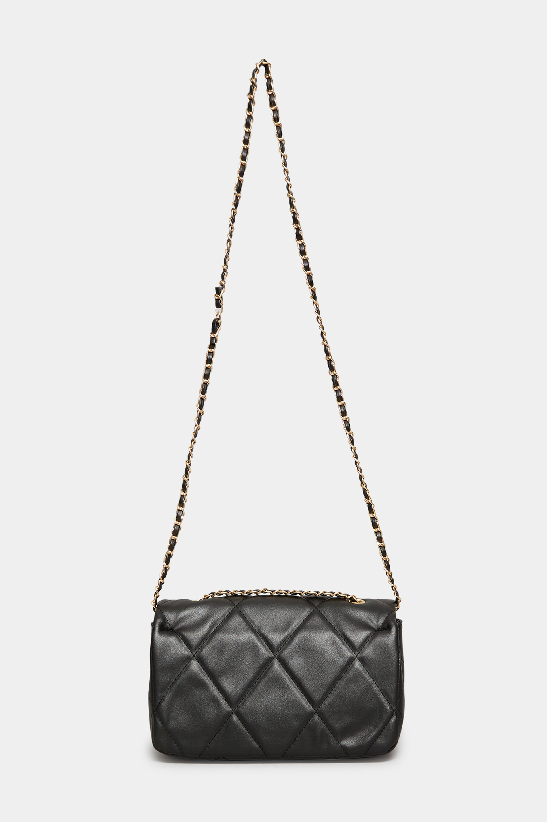 Black Studded Quilted Chain Bag