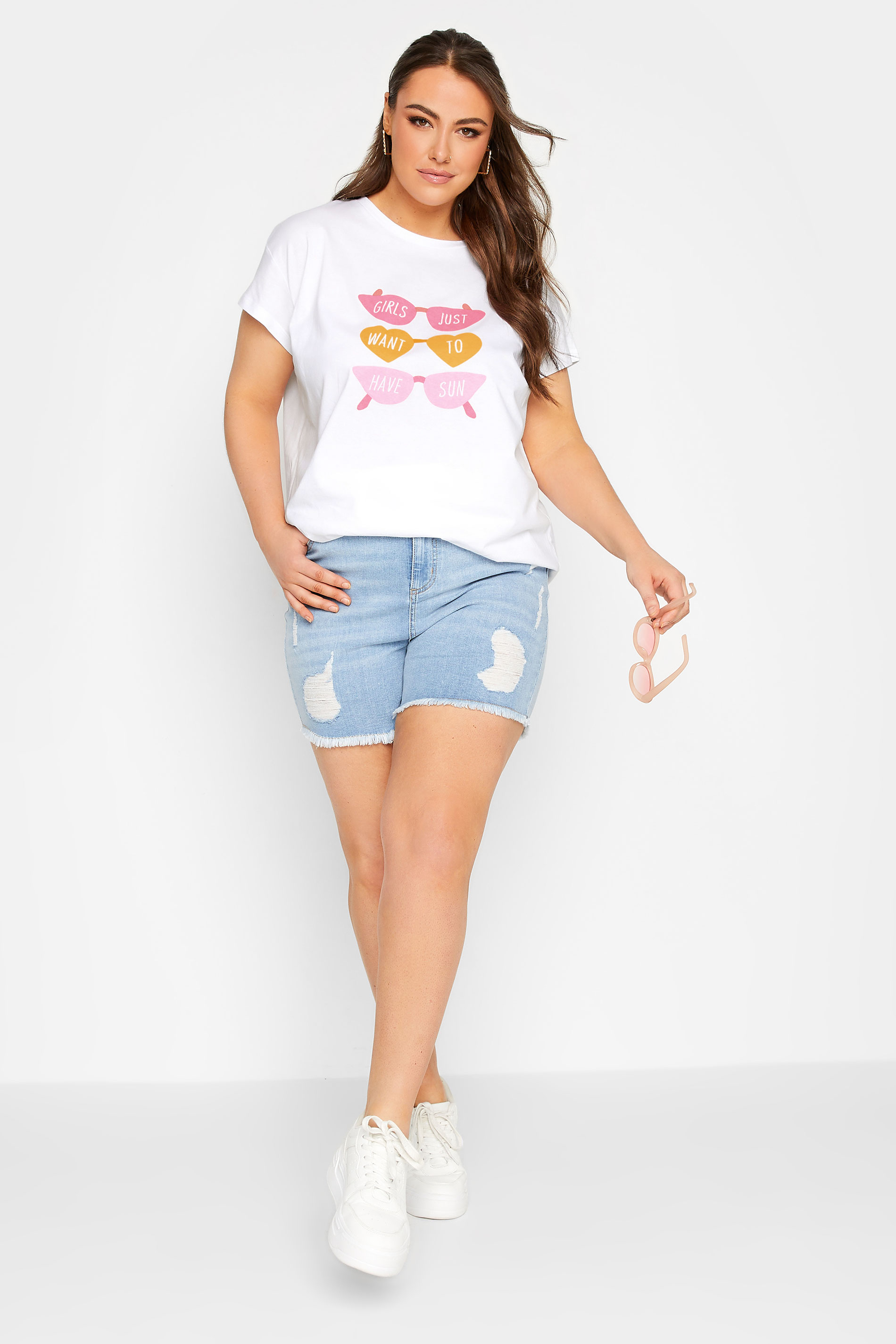 LIMITED COLLECTION Plus Size White 'Girls Want Sun' Slogan Print T-Shirt | Yours Clothing 2