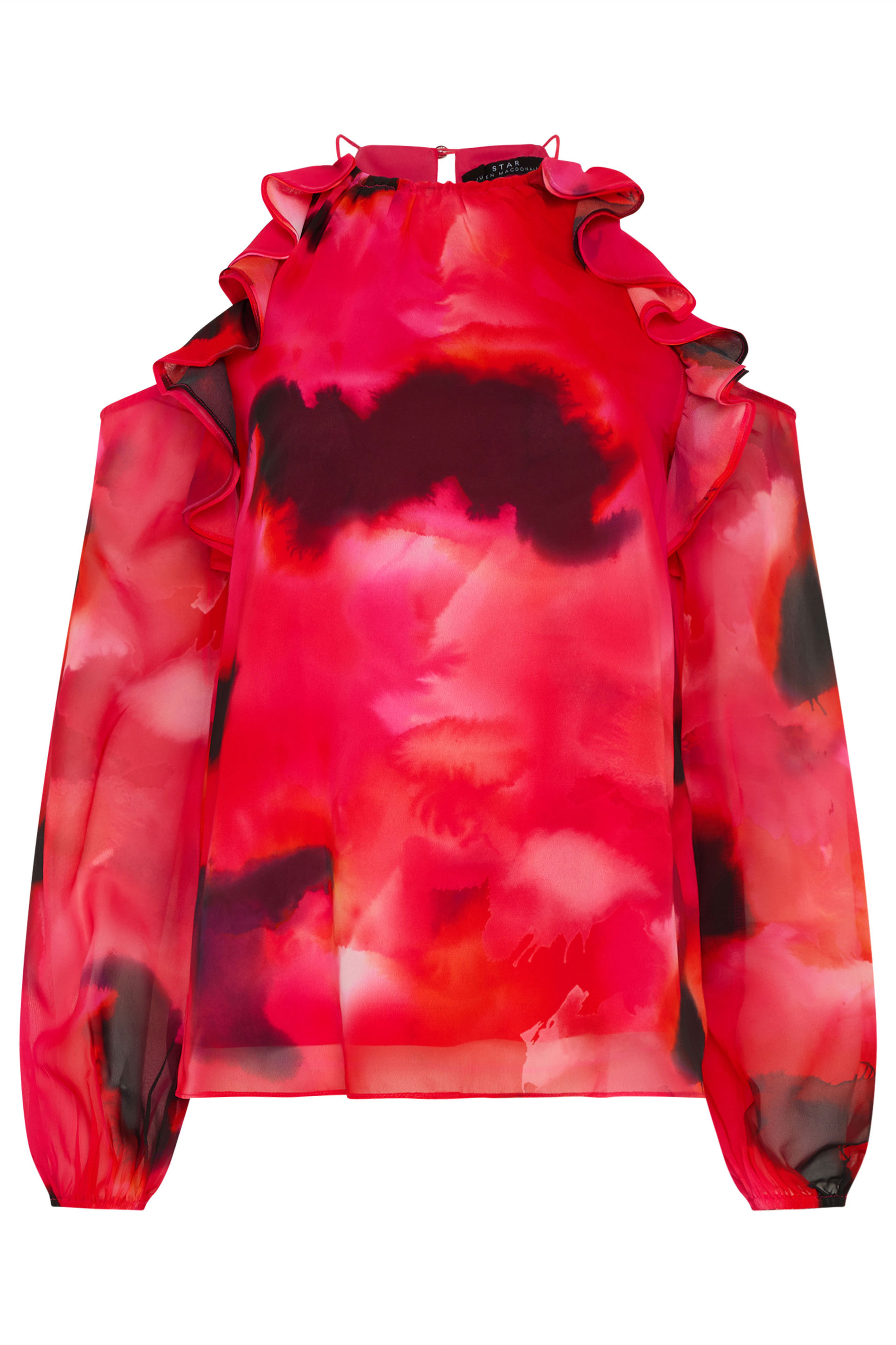 STAR Red Blurred Floral Cold Should Top | StarByJM 5