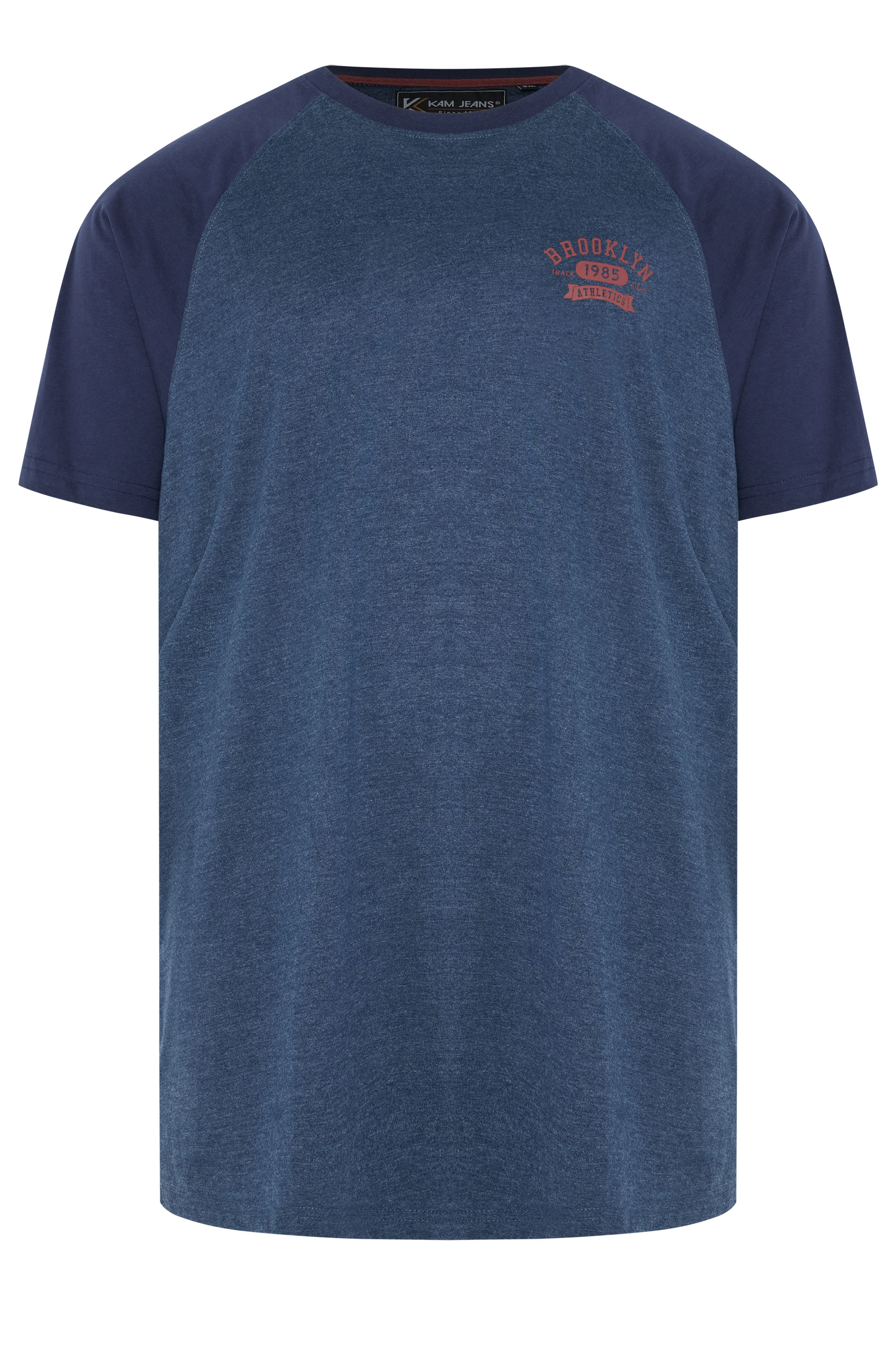 KAM Big & Tall Navy Blue Raglan Graphic Print T-Shirt | BadRhino 1