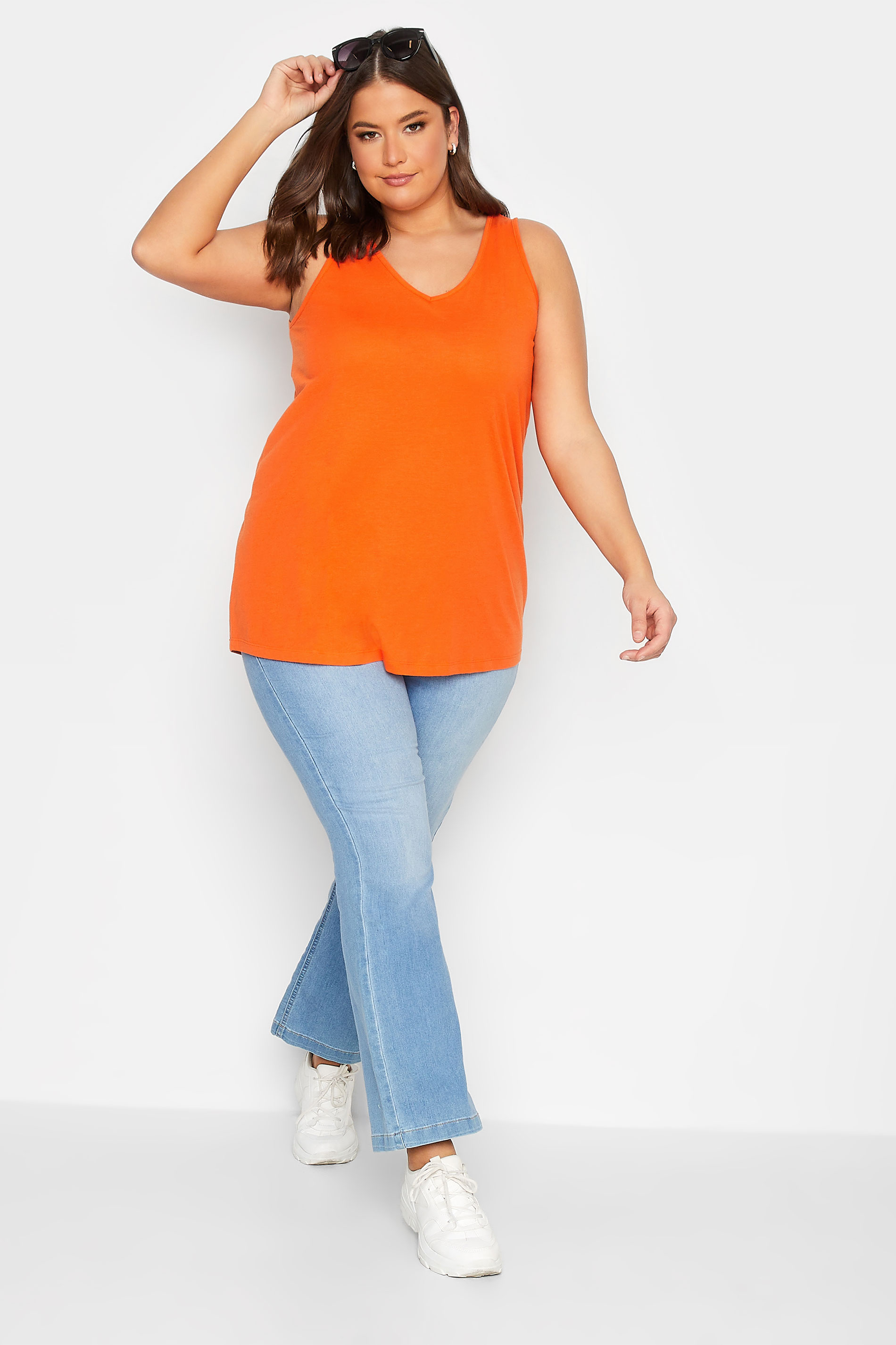 YOURS Plus Size Curve Orange Bar Back Vest Top | Yours Clothing  2