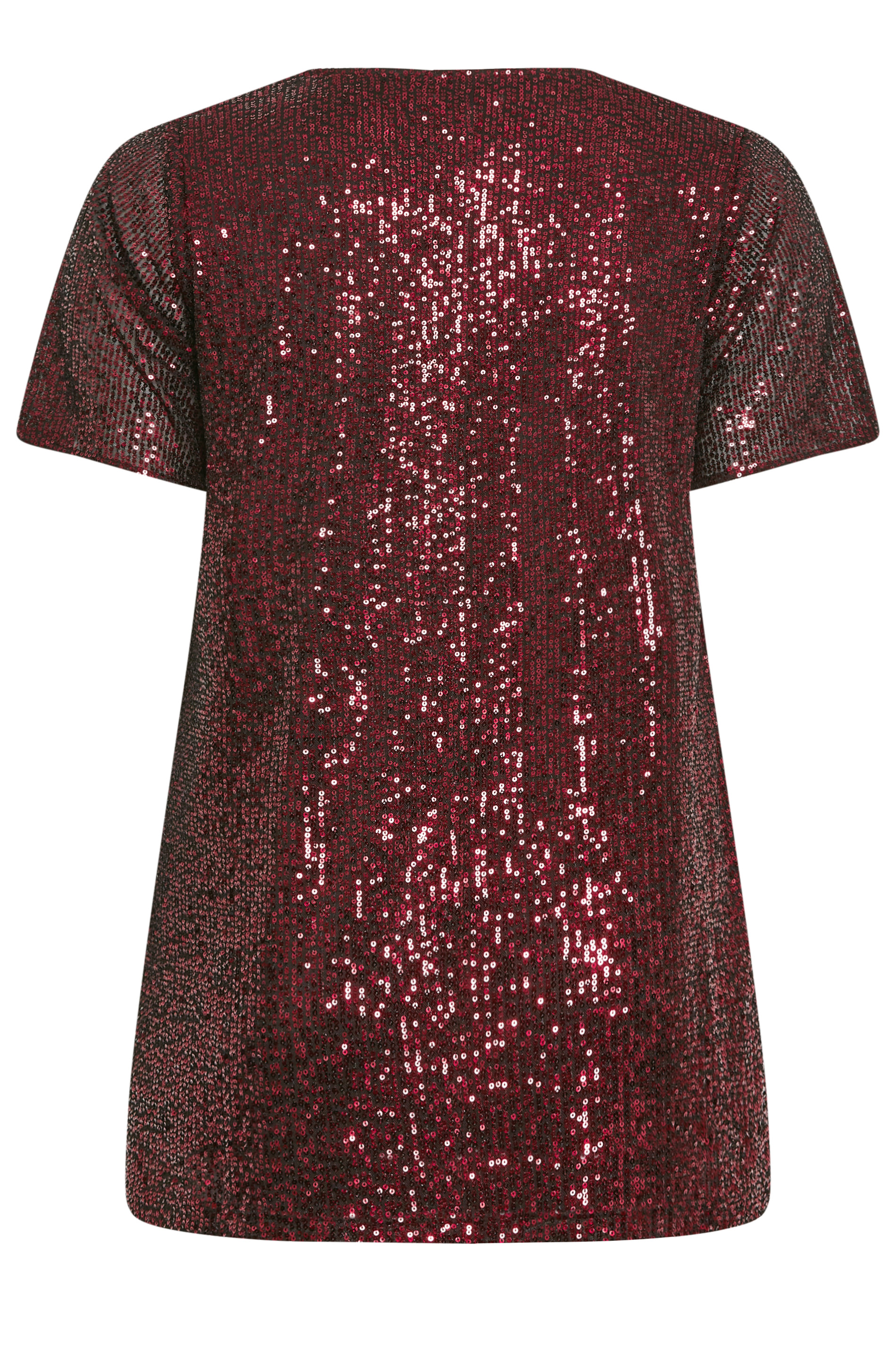 YOURS Plus Size Burgundy Red Lace Sequin Embellished Swing Dress