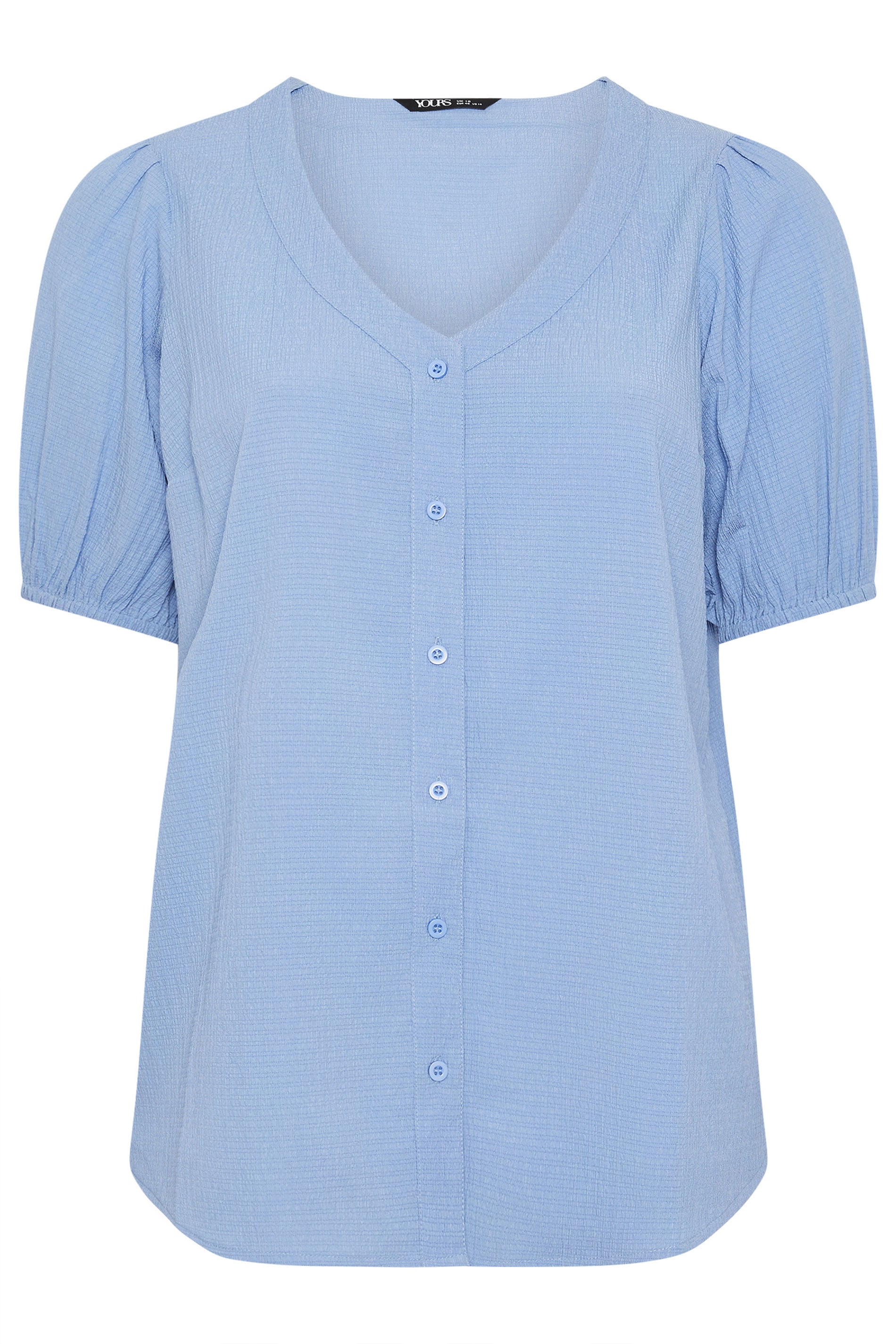 YOURS Plus Size Blue Button Textured Blouse | Yours Clothing 5
