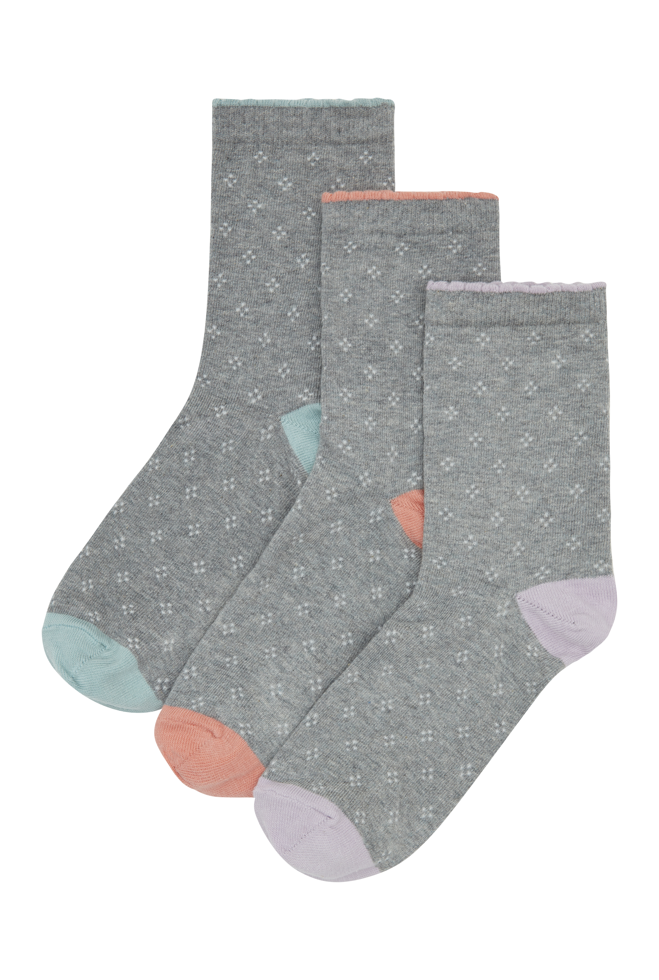 3 PACK Grey Colour Pop Cotton Ankle Socks | Long Tall Sally