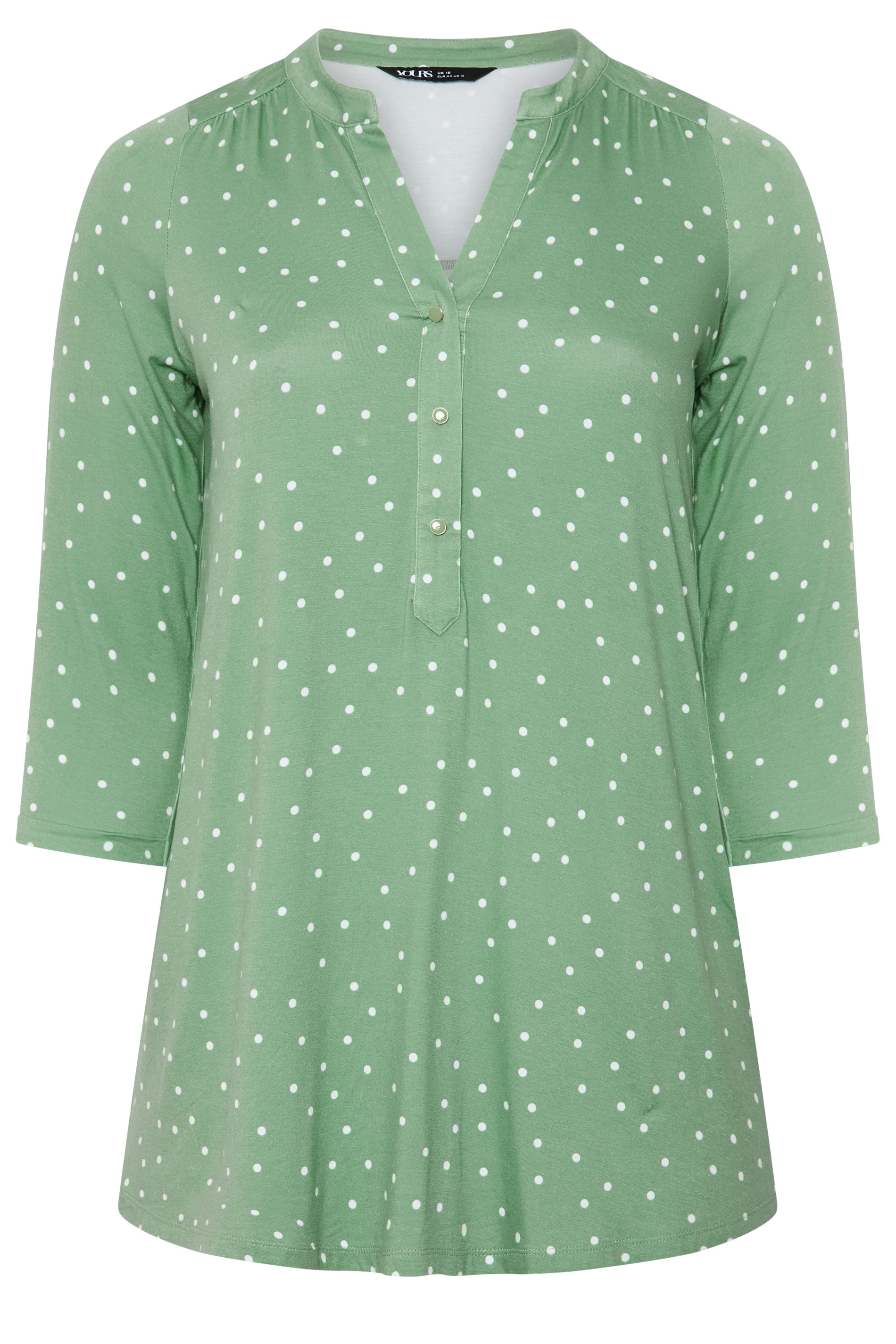 YOURS Plus Size Green Polka Dot Shirt | Yours Clothing 5