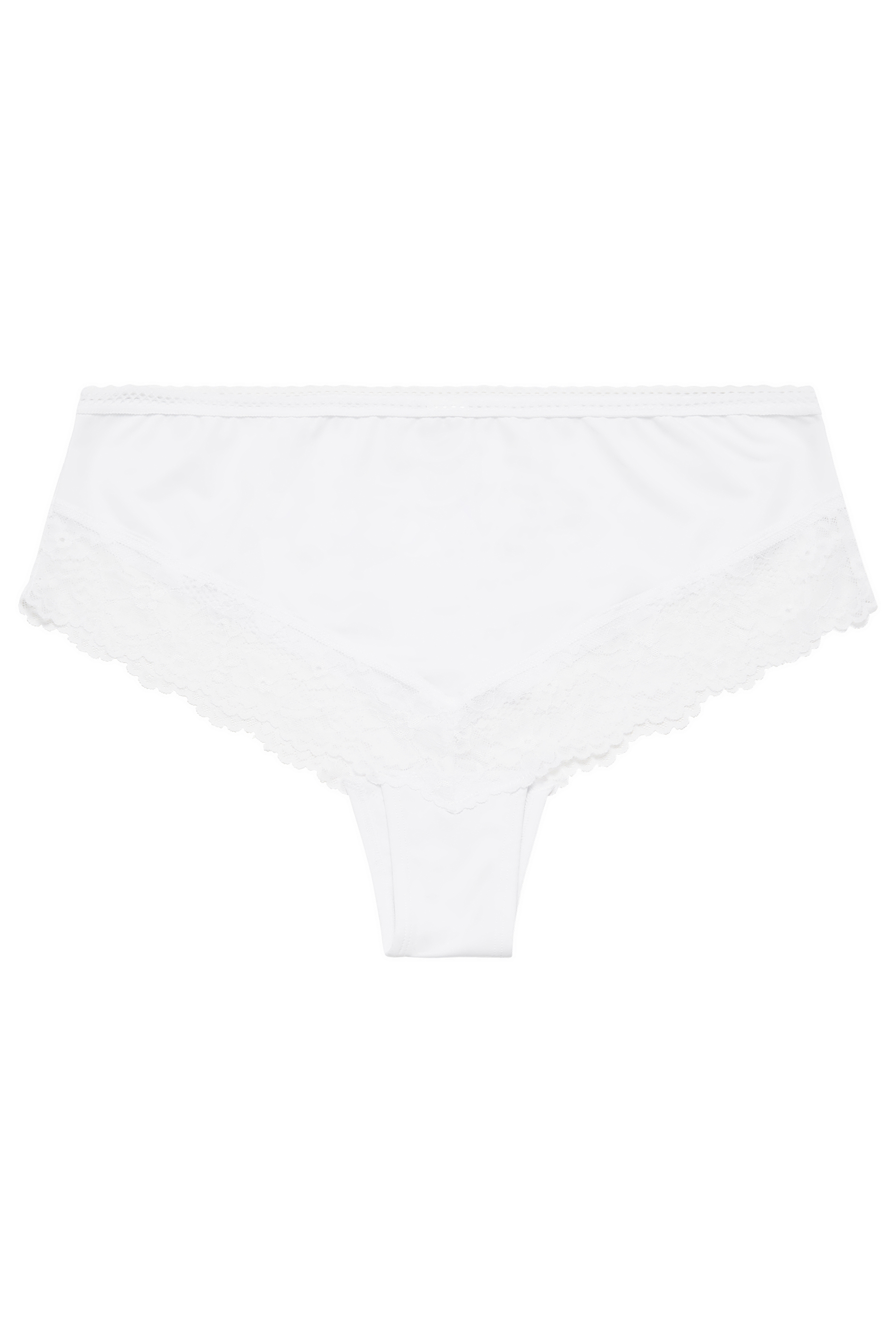 Plus Size White Lace Trim High Waisted Brazilian Shorts | Yours Clothing 2
