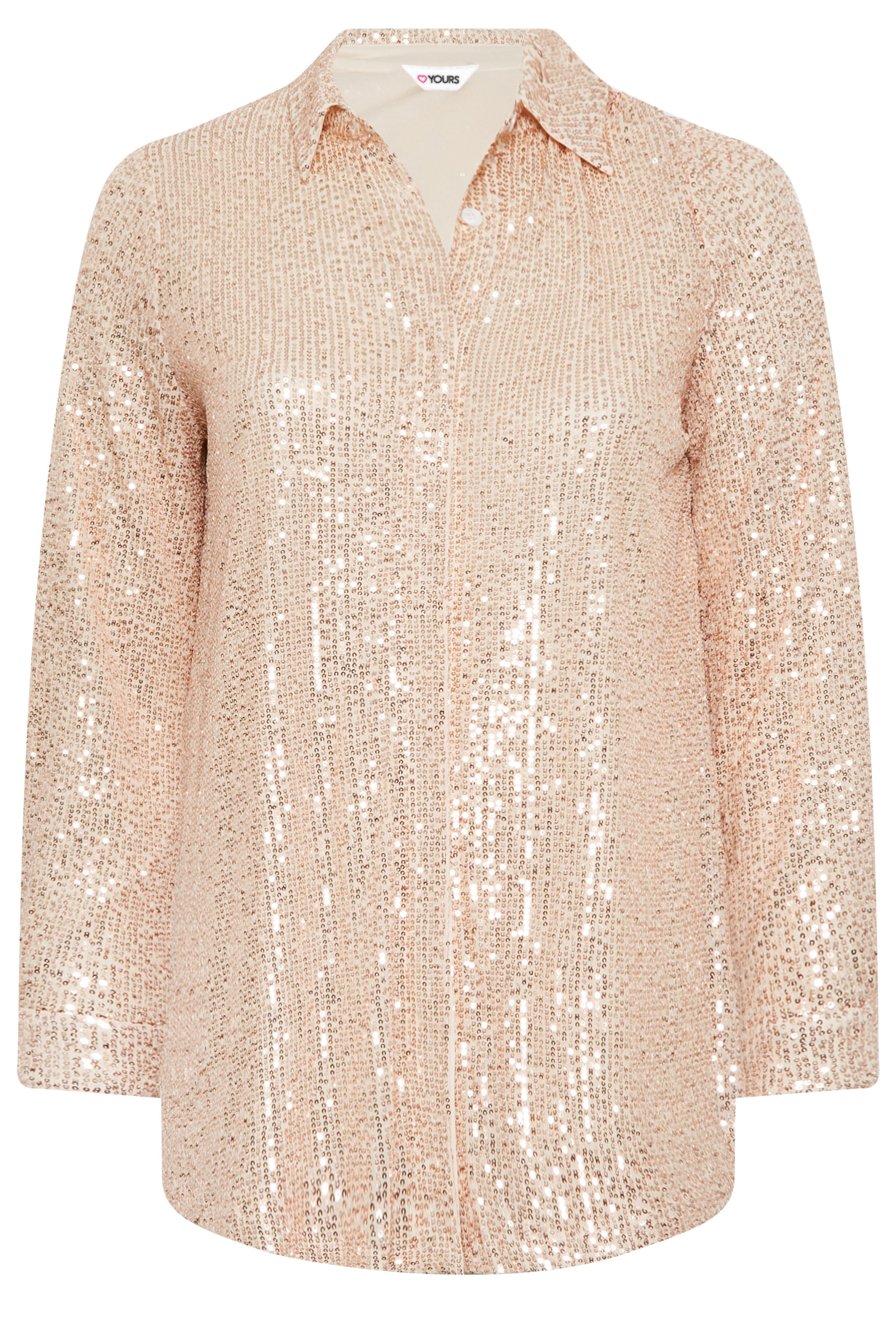 YOURS LONDON Plus Size Gold Sequin Embellished Shirt