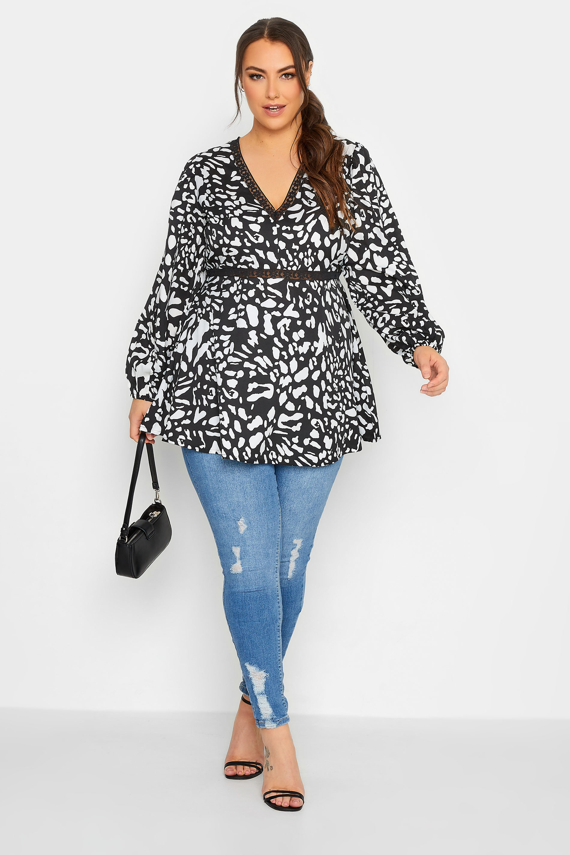 LIMITED COLLECTION Plus Size Black Animal Print Lace Blouse | Yours Clothing 2