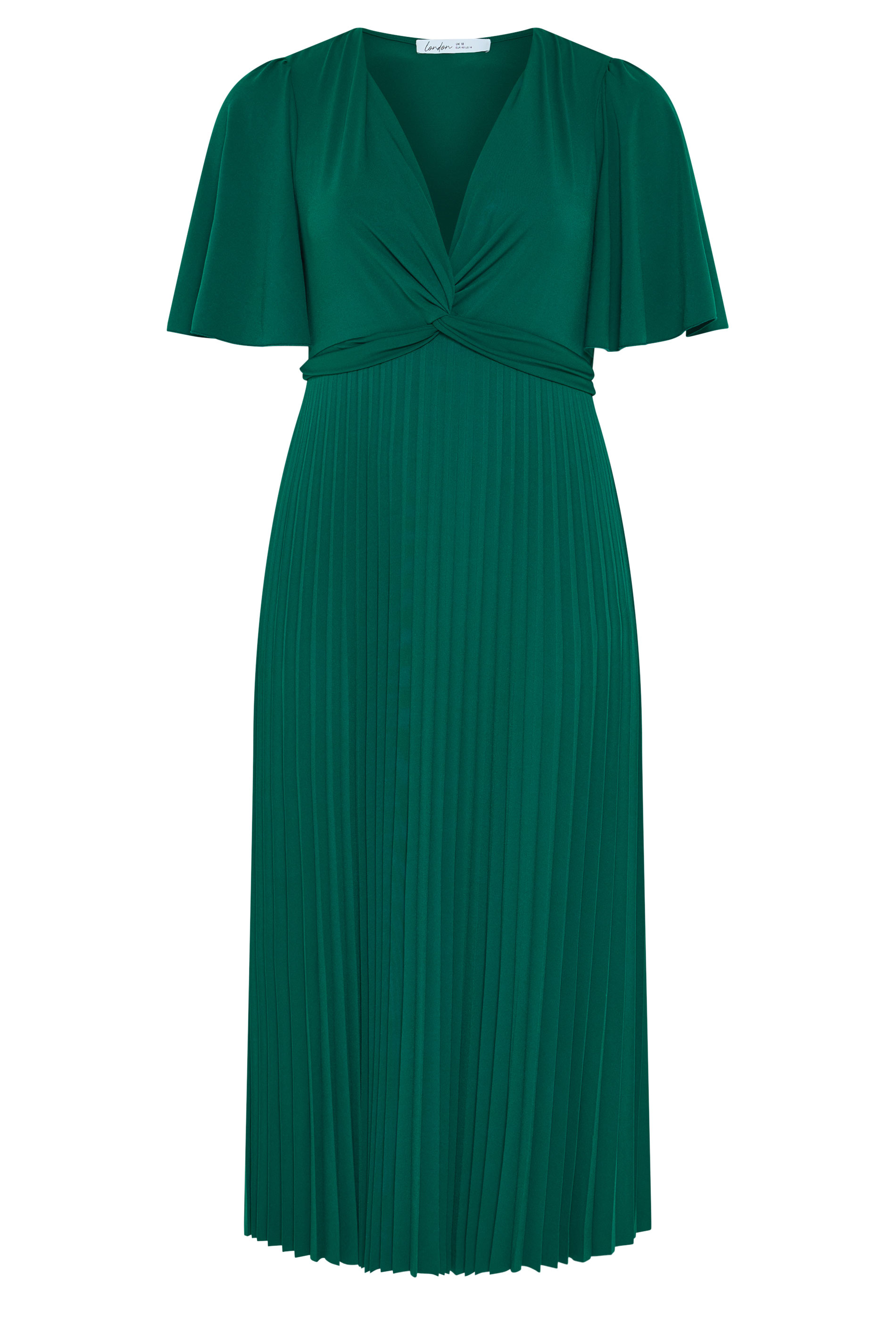 YOURS LONDON Plus Size Emerald Green Knot Pleated Maxi Dress | Yours Clothing 5