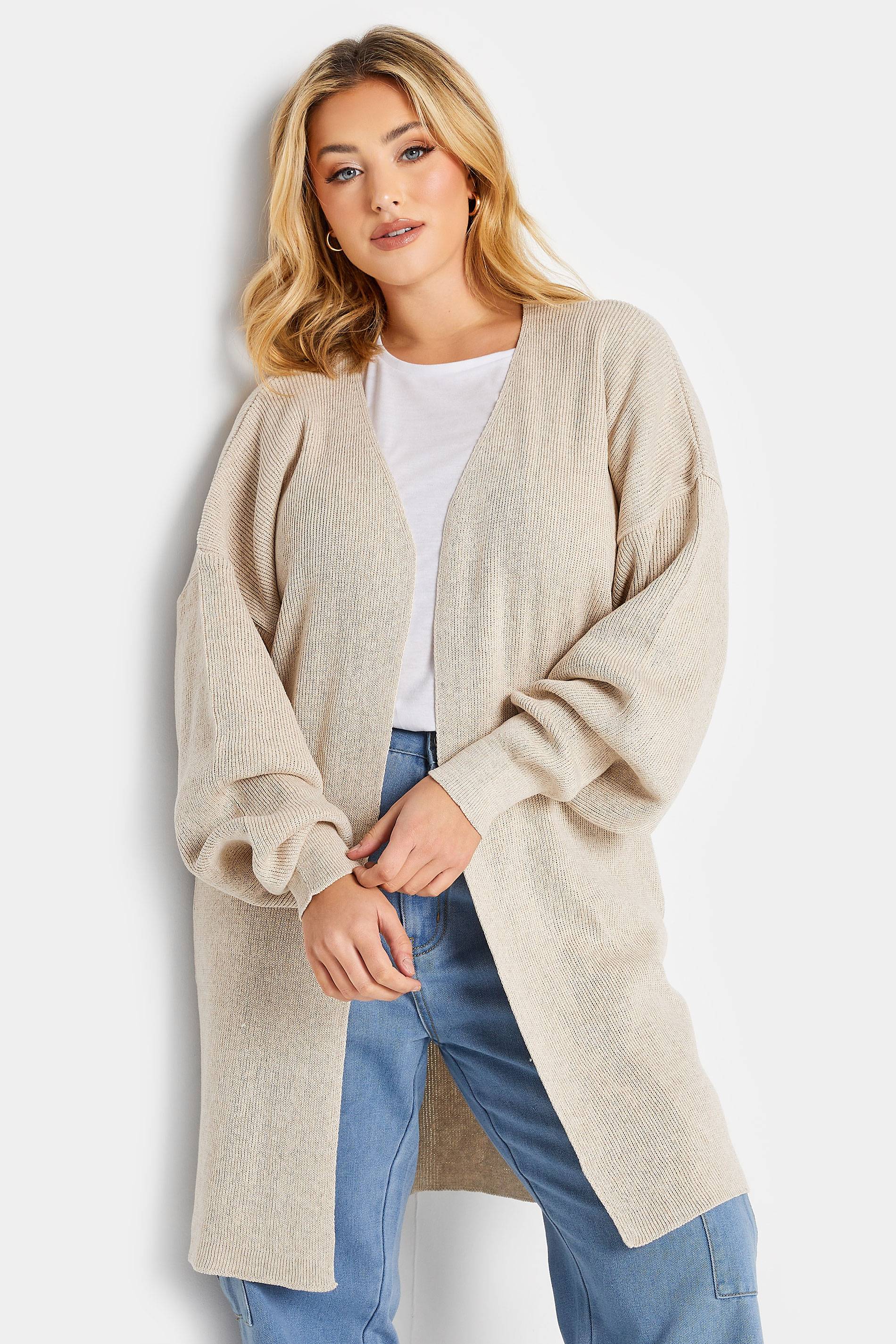 Plus Size Stone Brown Knitted Cardigan | Yours Clothing 1