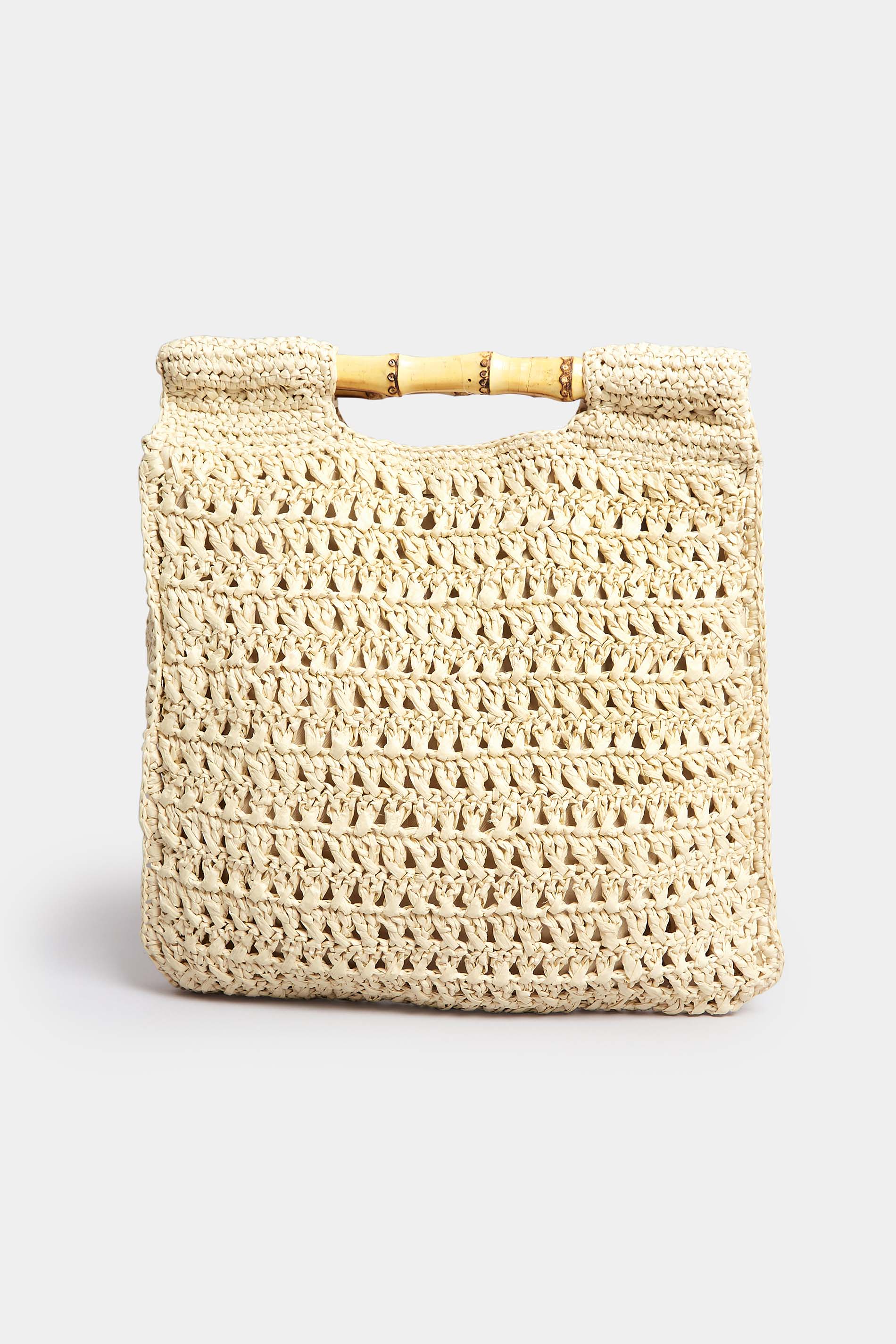Natural Brown Crochet Bamboo Bag | Yours Clothing