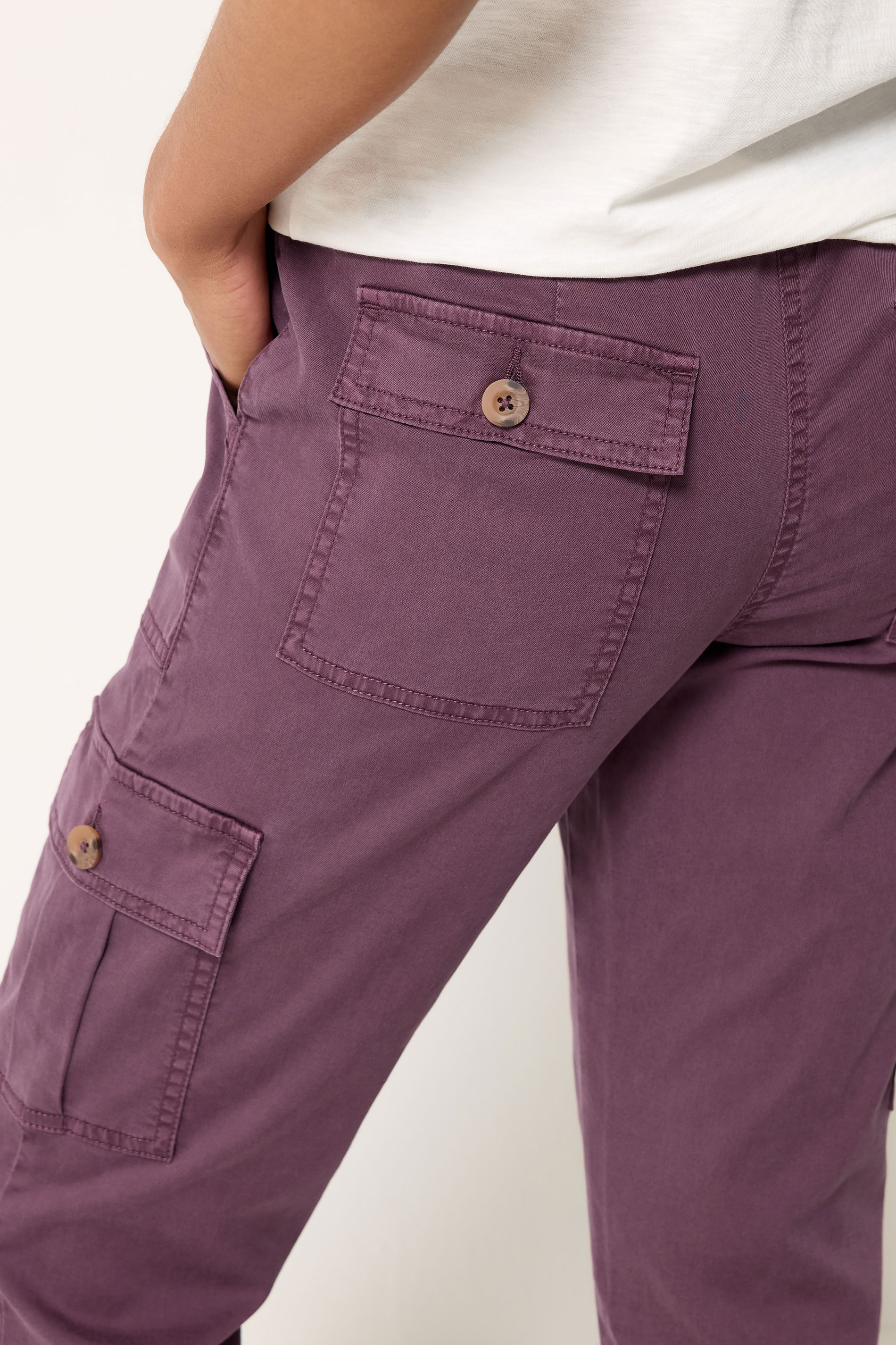 M&Co Berry Purple Cargo Trousers | M&Co 4