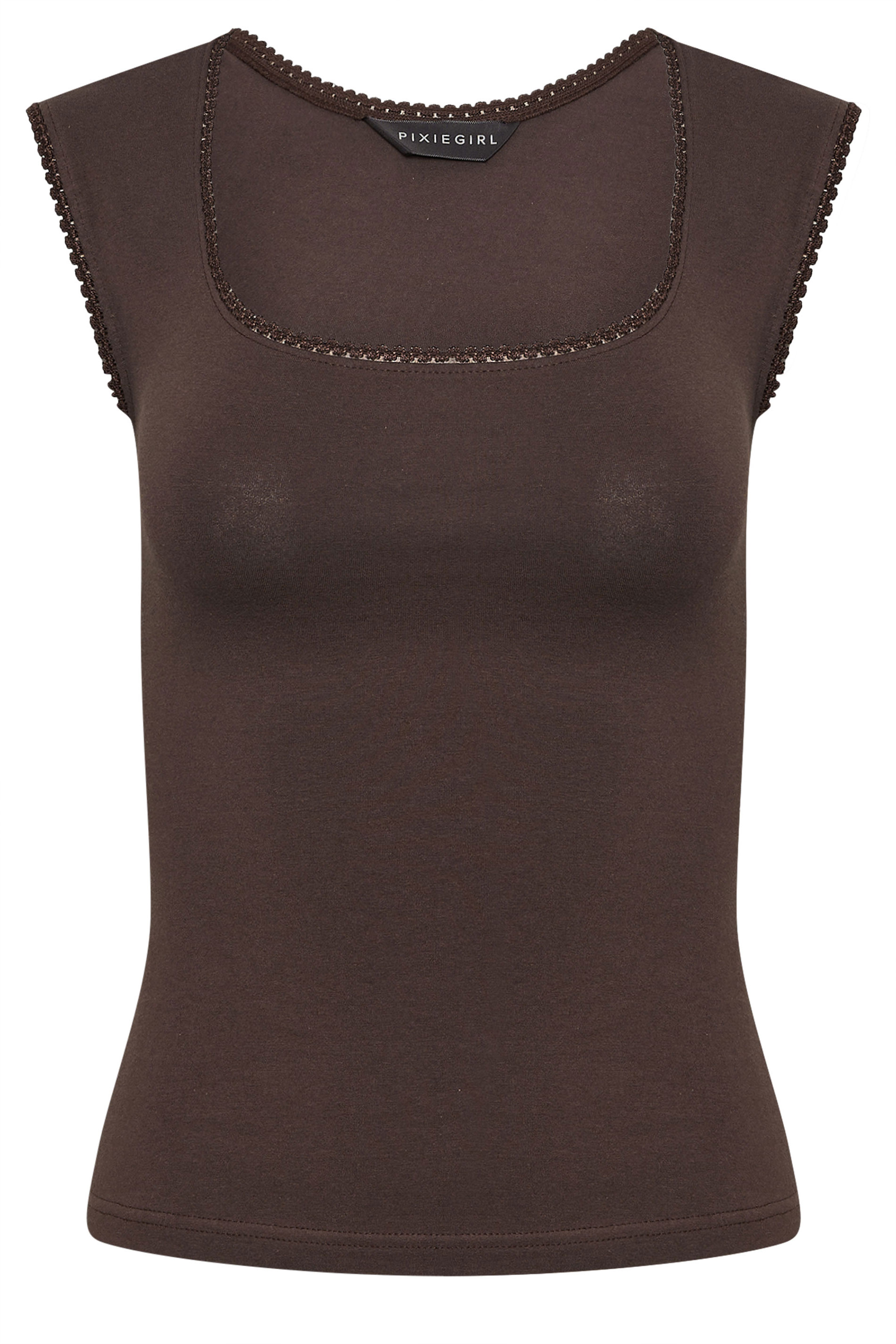 PixieGirl Petite 2 PACK Women's Chocolate Brown & White Spot Cotton Vest Top | PixieGirl 9