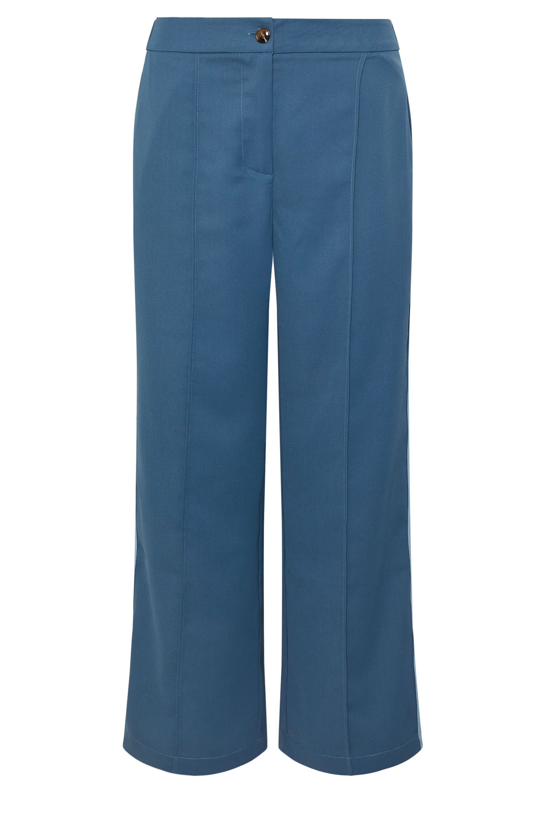 PixieGirl Petite Women's Dark Blue Side Stripe Wide Leg Trousers | PixieGirl 6