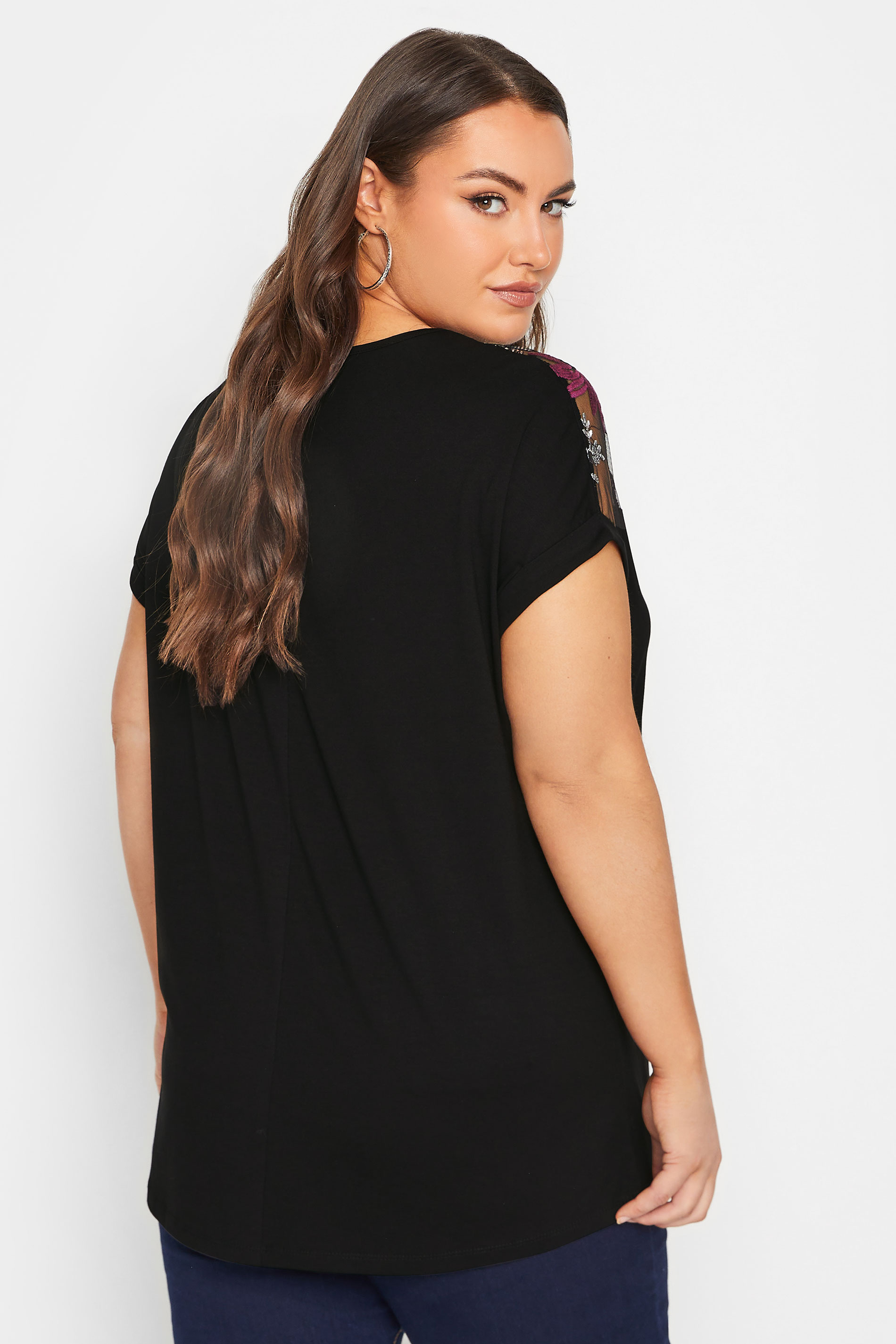 YOURS Curve Plus Size Black Embellished Top | Yours Clothing 3