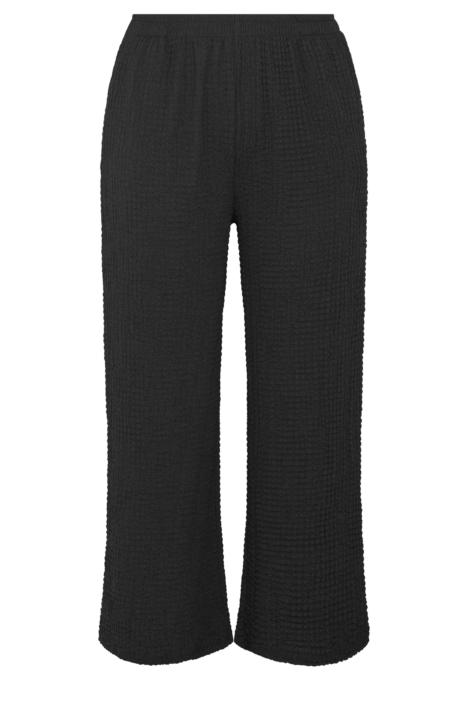 YOURS Plus Size Black Bubble Textured Trousers | Yours Clothing 5