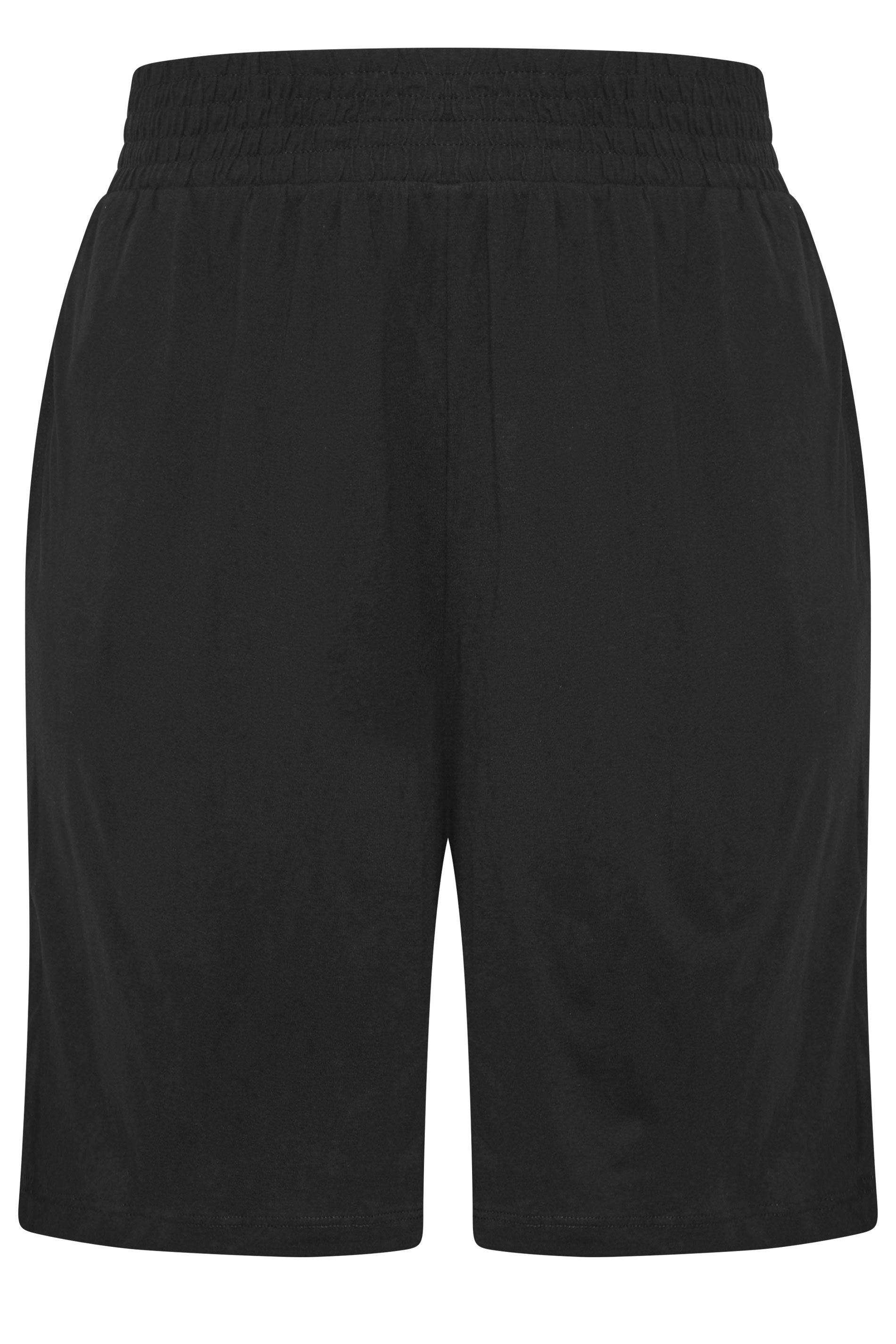 YOURS Plus Size Black Shirred Shorts | Yours Clothing 5