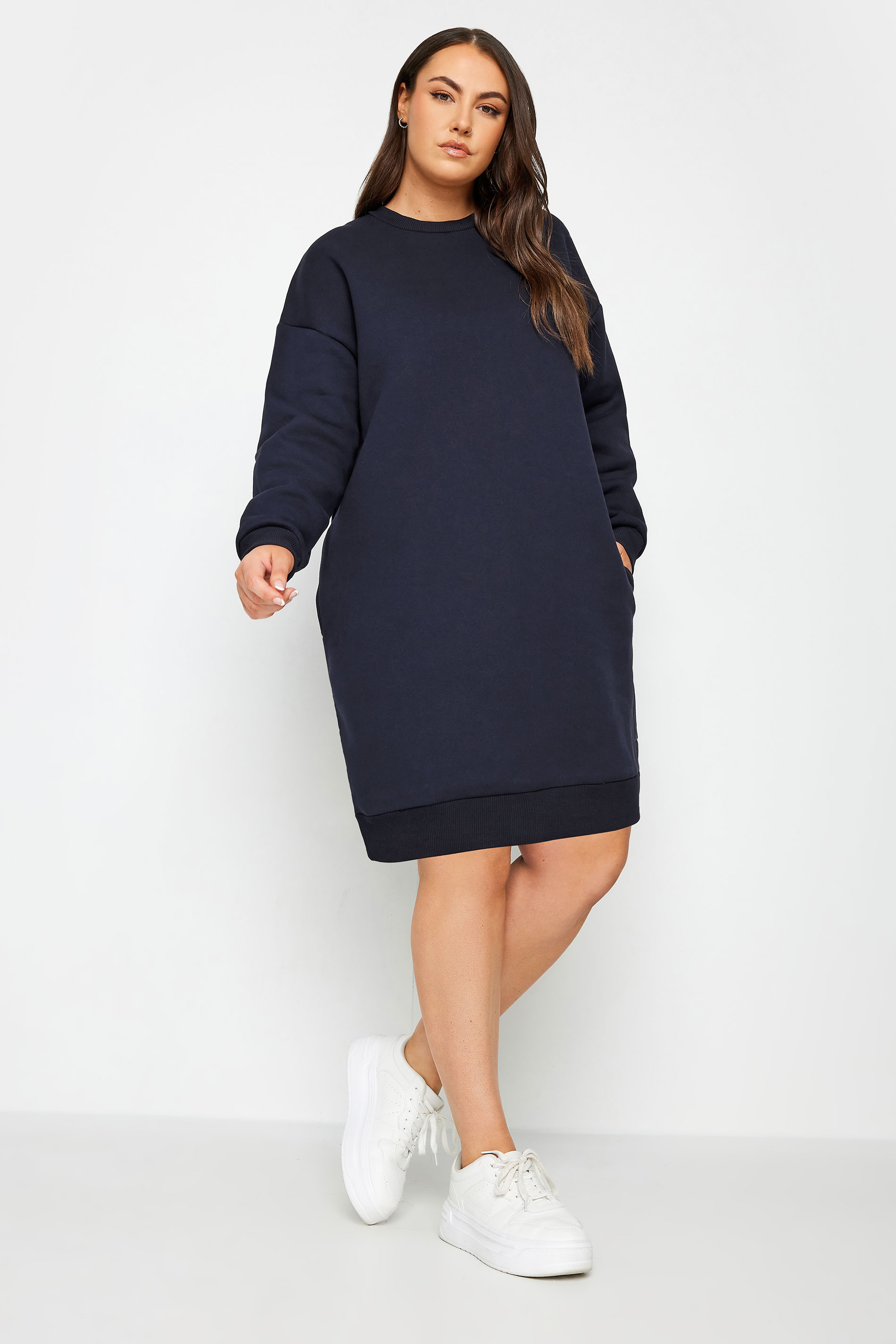 YOURS Plus Size Navy Blue Sweatshirt Dress | Yours Clothing 1
