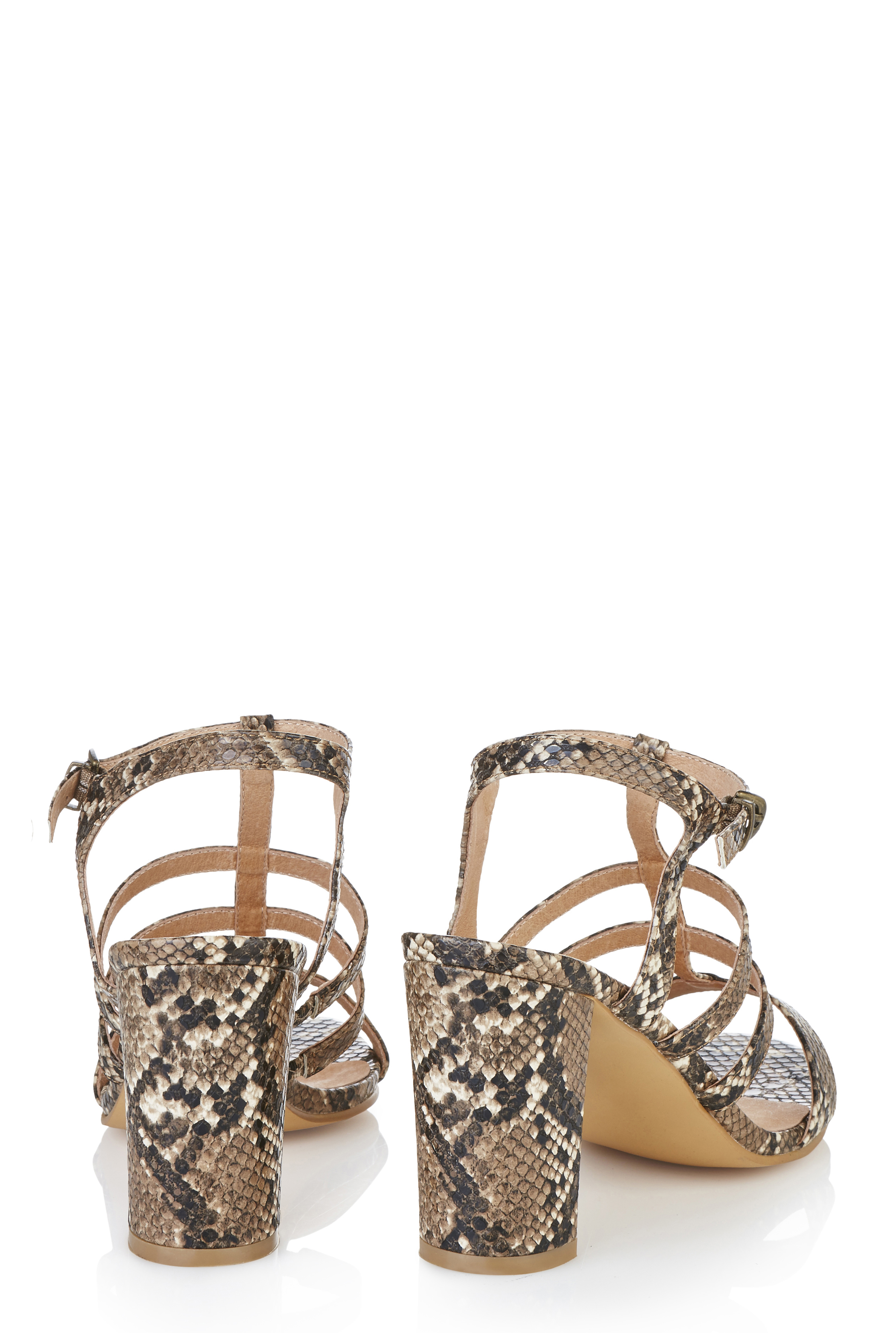 Beige Snake Print Block Heeled Sandals | Long Tall Sally