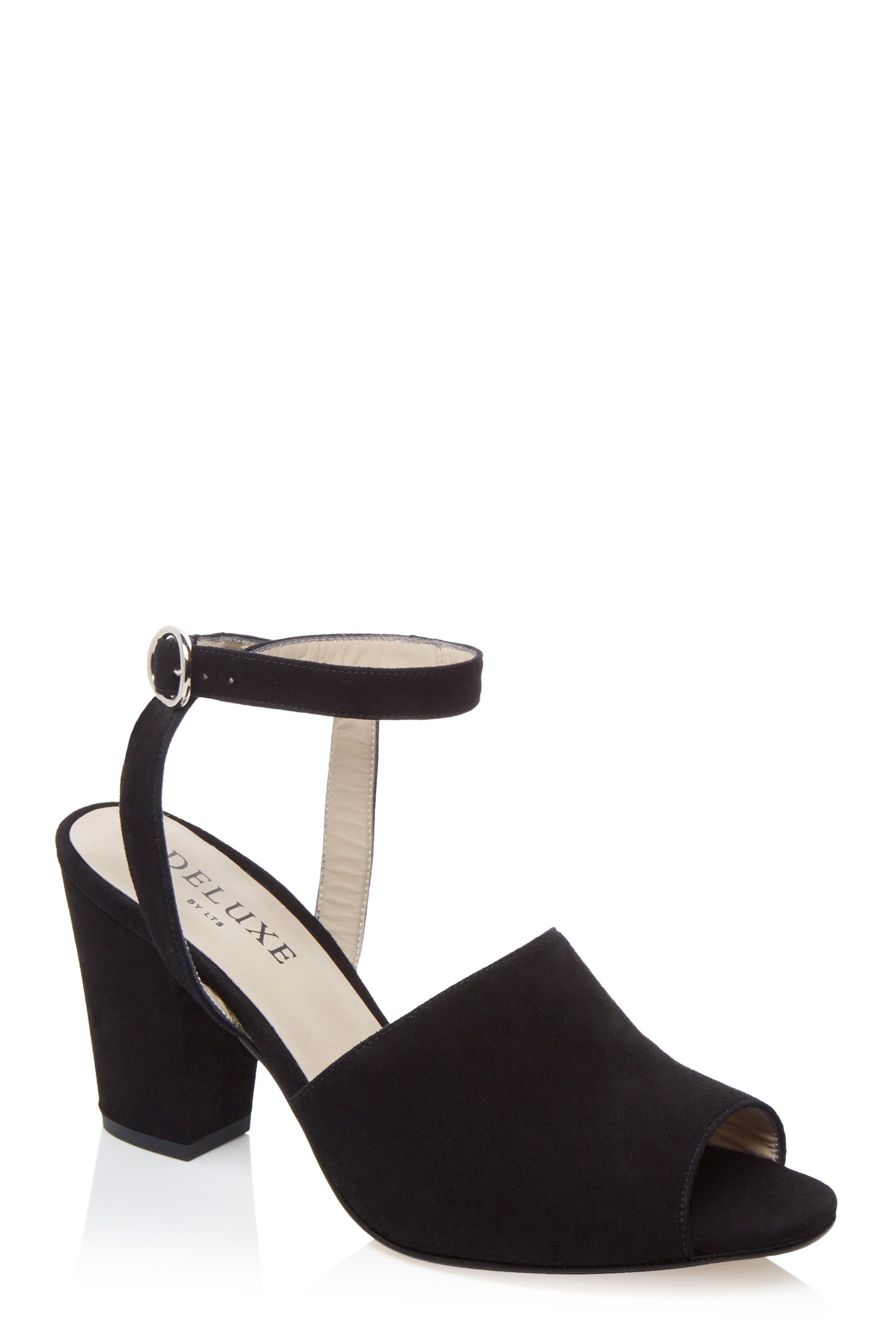 Deluxe Block Heel Ankle Strap Suede Sandal | Long Tall Sally
