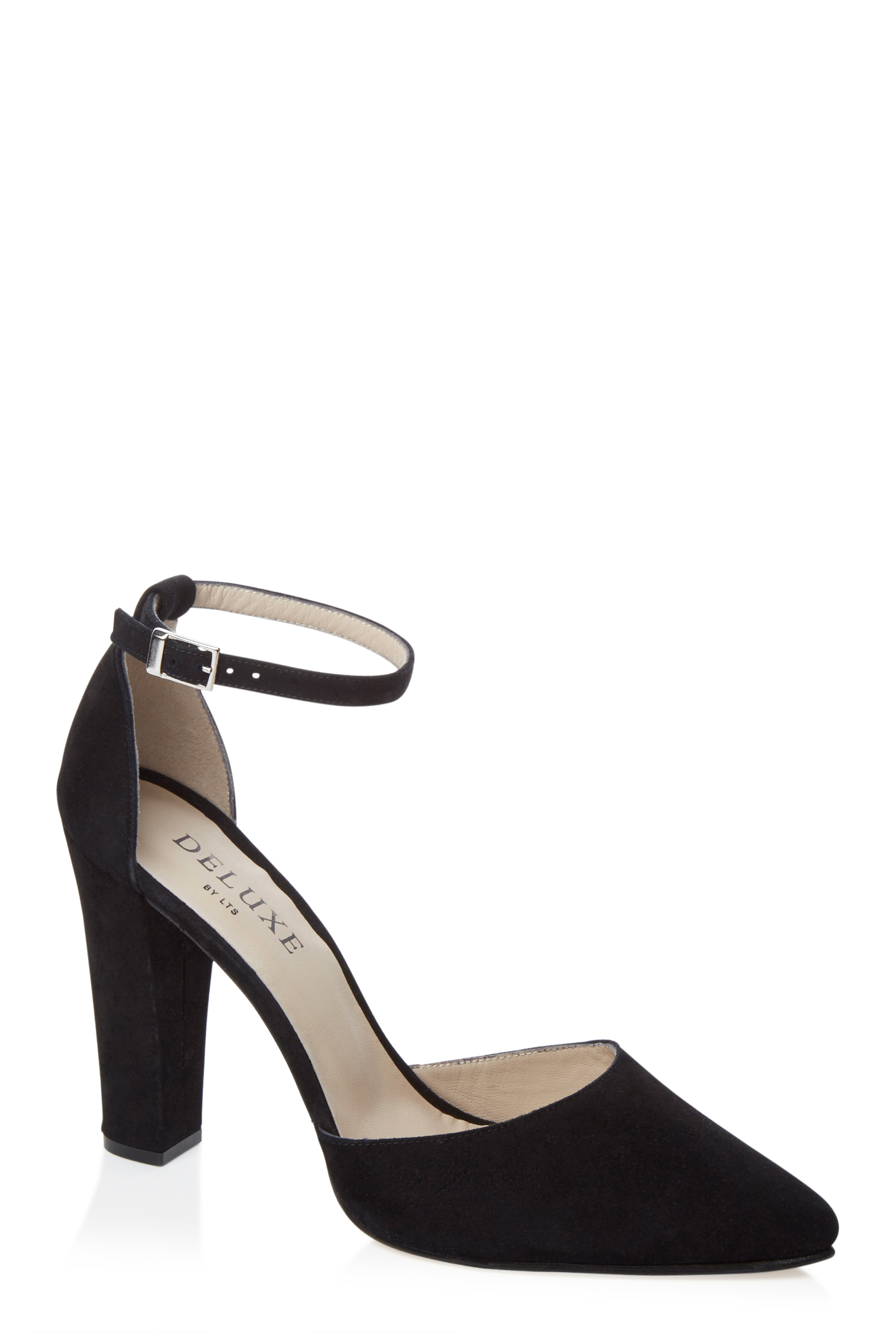 Deluxe High Ankle Strap Suede Heel | Long Tall Sally