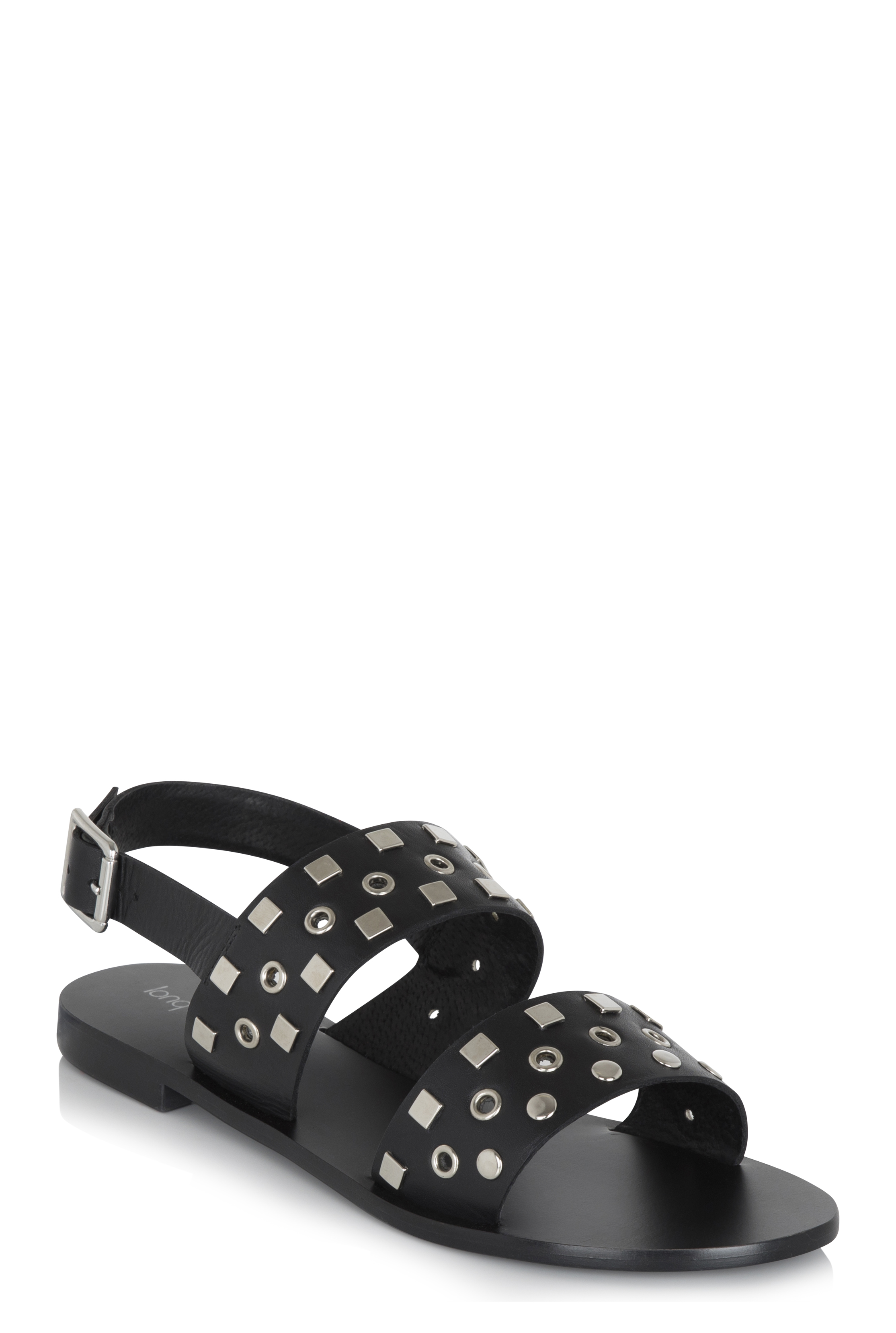 Black Stud Leather Sandals | Long Tall Sally
