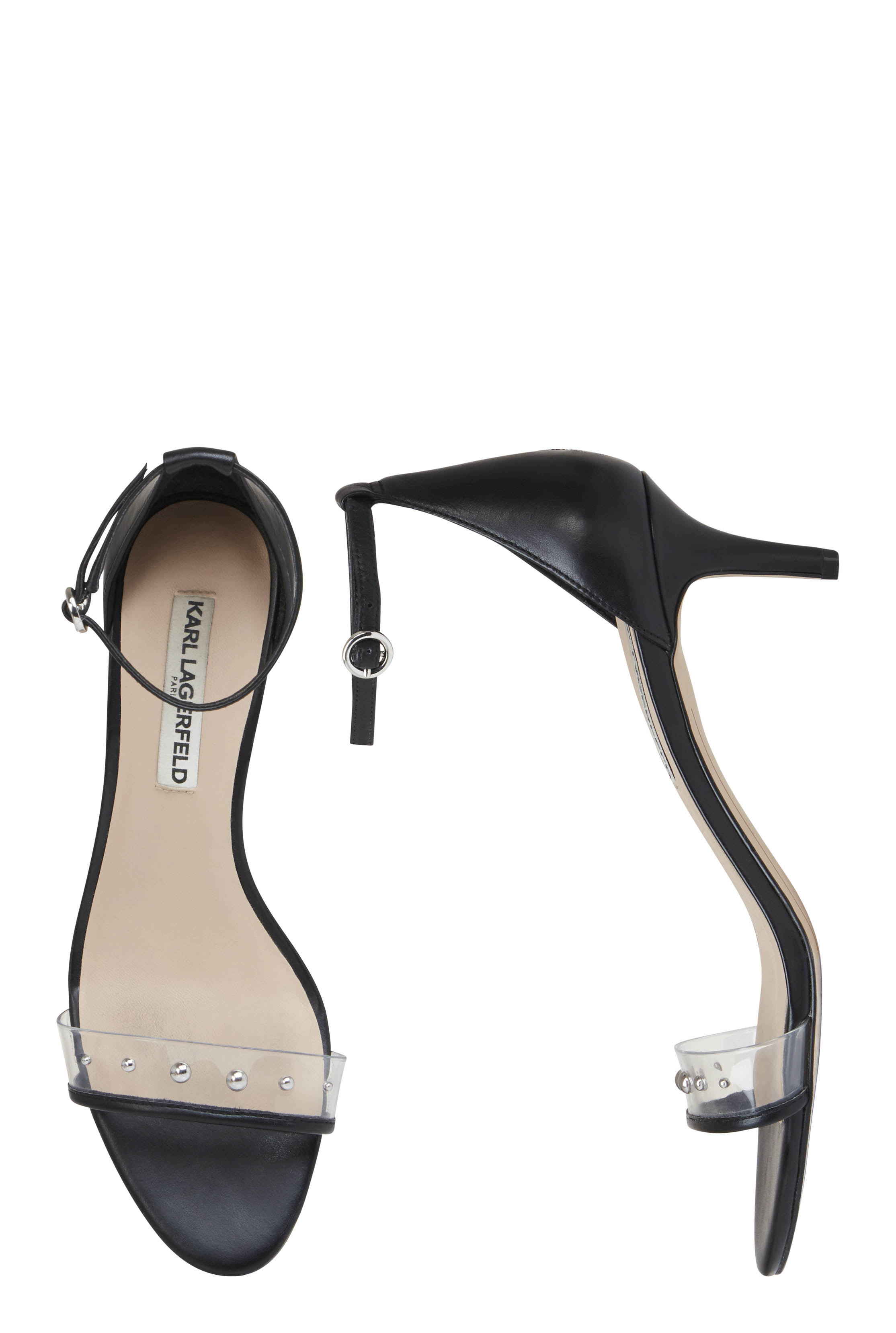 KARL LAGERFELD Black Dixie Ankle Strap Sandals | Long Tall Sally