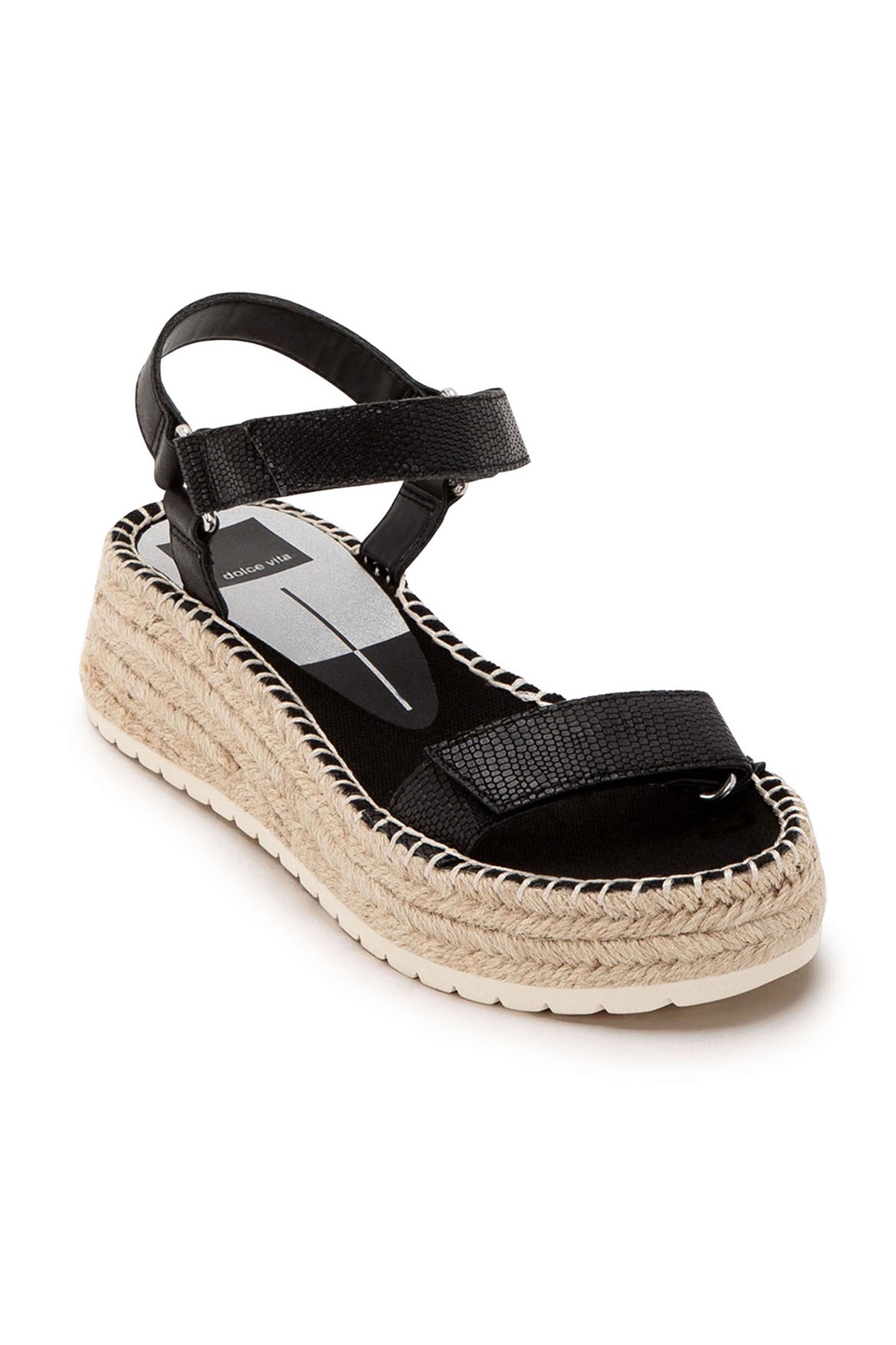 DOLCE VITA Black Espadrille Wedged Sandals | Long Tall Sally