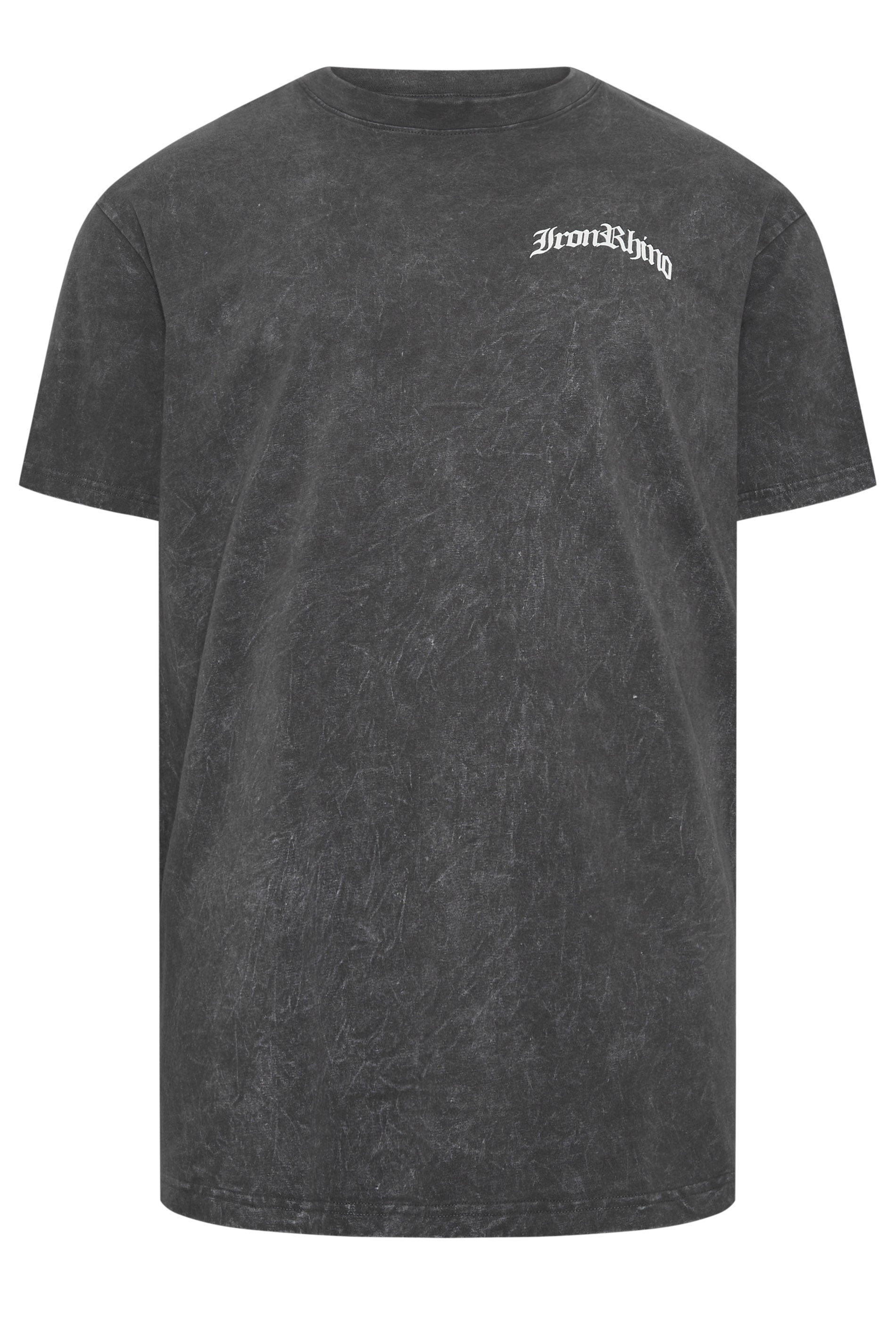 IronRhino Big & Tall Grey Acid Wash Old English T-Shirt | BadRhino 6