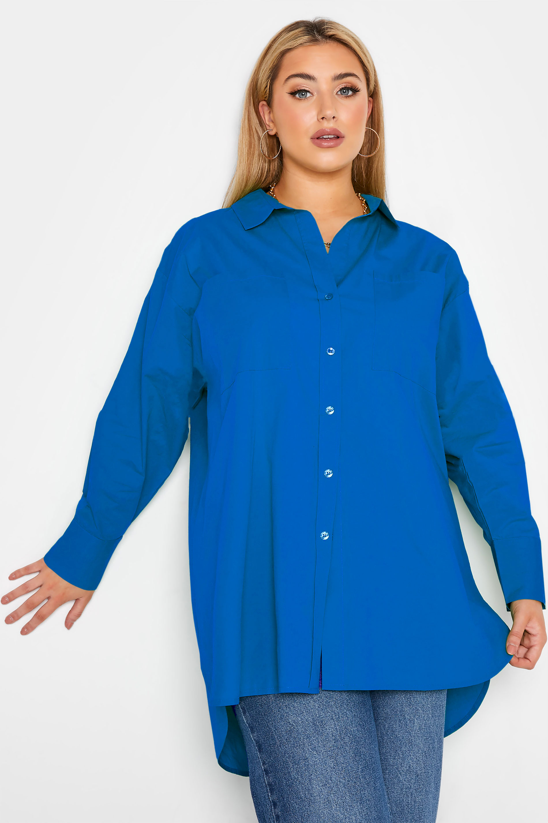 Grande taille  Blouses & Chemisiers Grande taille  Chemisiers | LIMITED COLLECTION - Chemisier Bleu Roi Oversize Boyfriend - NG68394