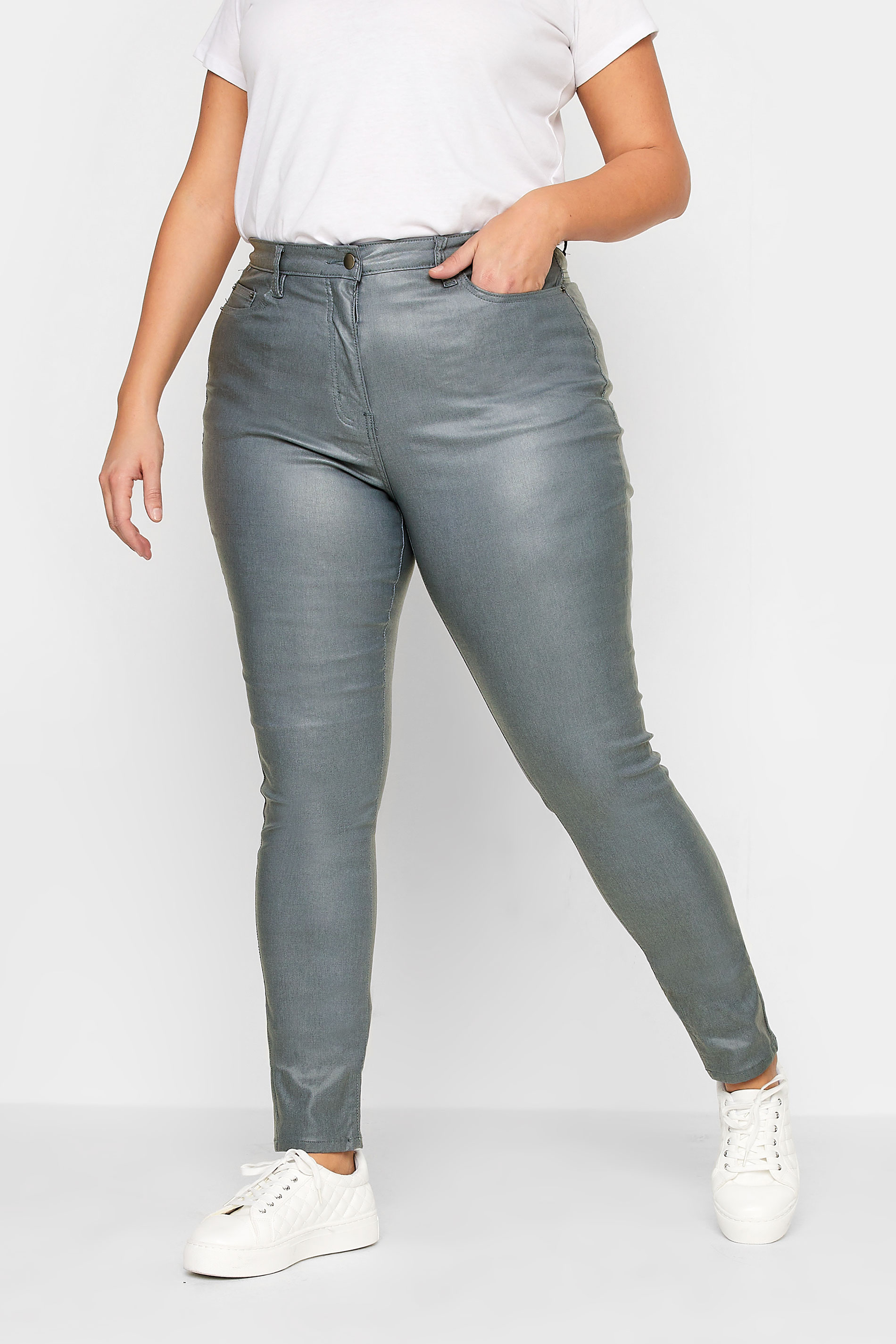 LTS Tall Women's Blue Coated AVA Skinny Jeans | Long Tall Sally  1