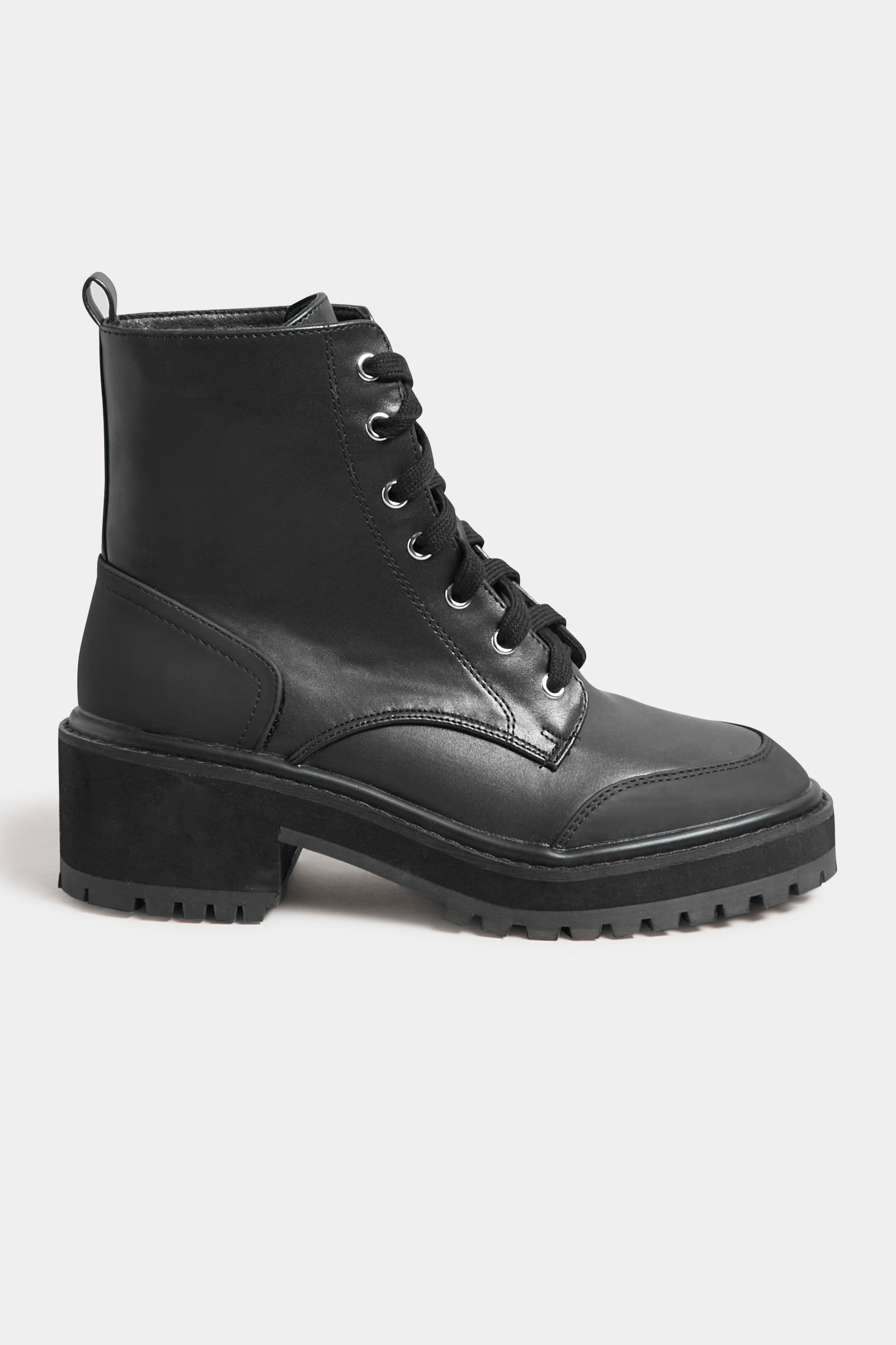 LTS Black Chunky Ankle Boots In Standard Fit | Long Tall Sally