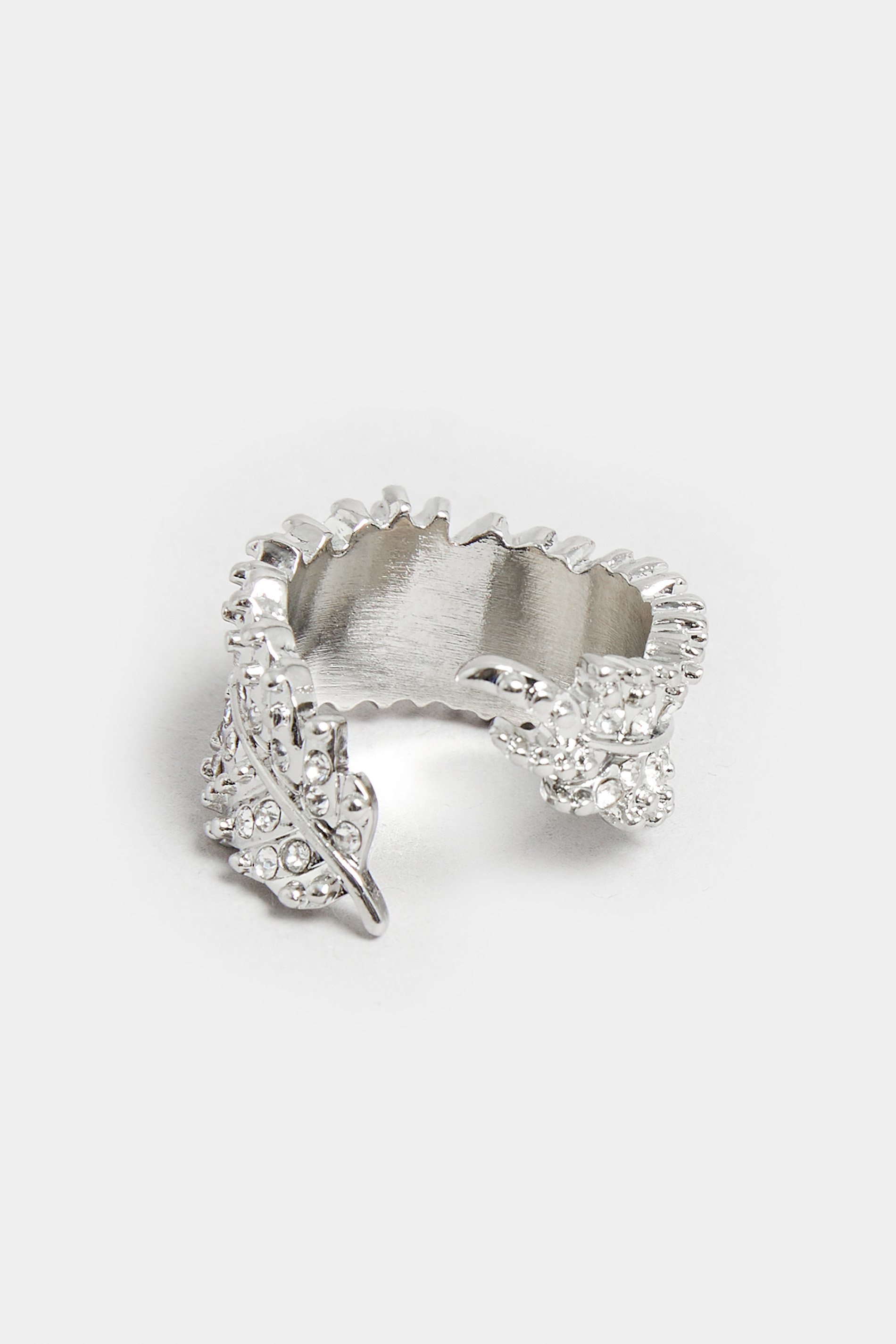 Silver Diamante Leaf Ring | Yours Clothing  2